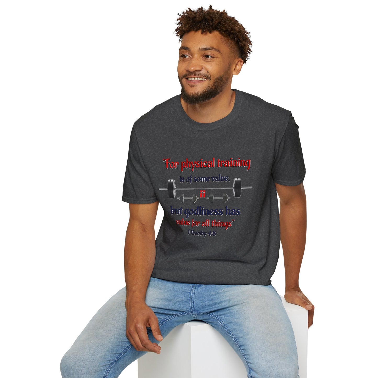 Christian Verse Softstyle T-Shirt - 1 Timothy 4:8