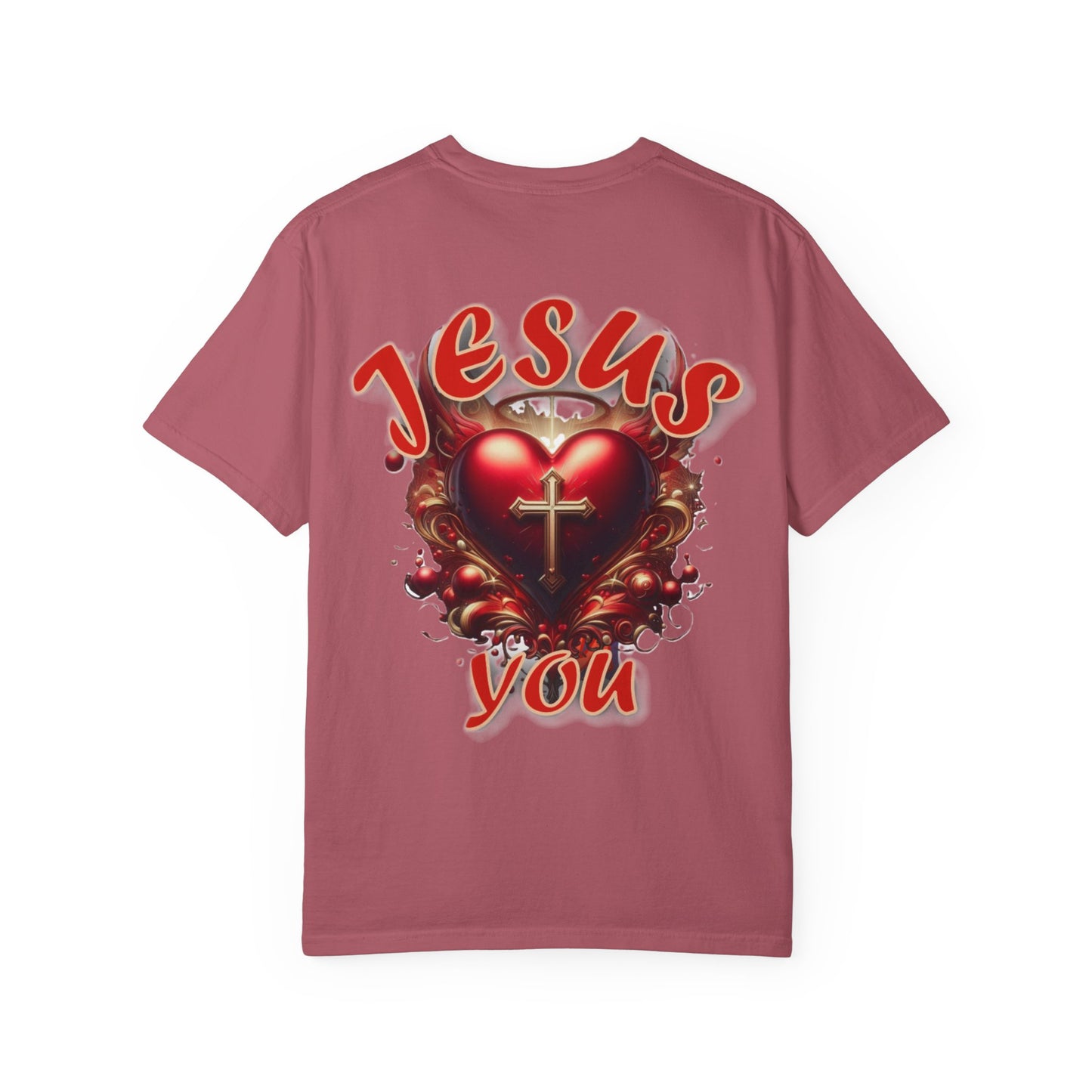 Christian Cross Heart Unisex T-shirt - Jesus Loves You Design