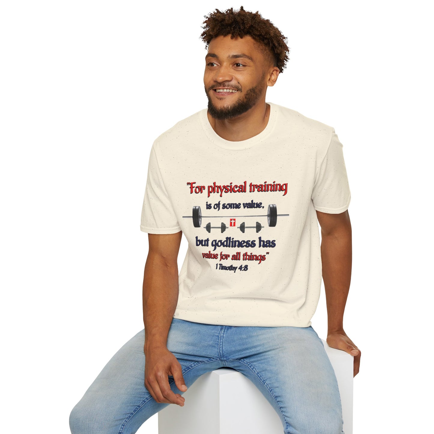 Christian Verse Softstyle T-Shirt - 1 Timothy 4:8