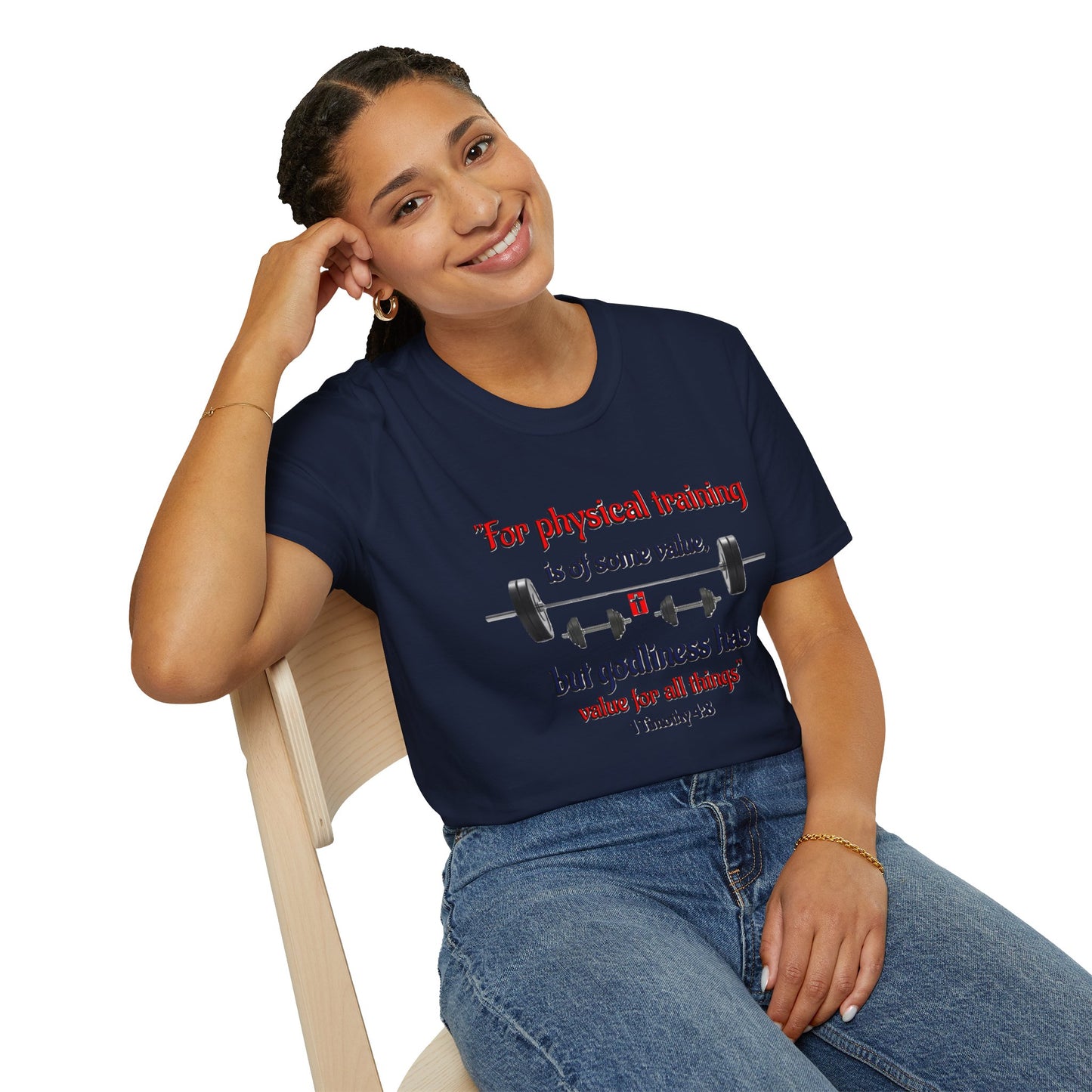 Christian Verse Softstyle T-Shirt - 1 Timothy 4:8