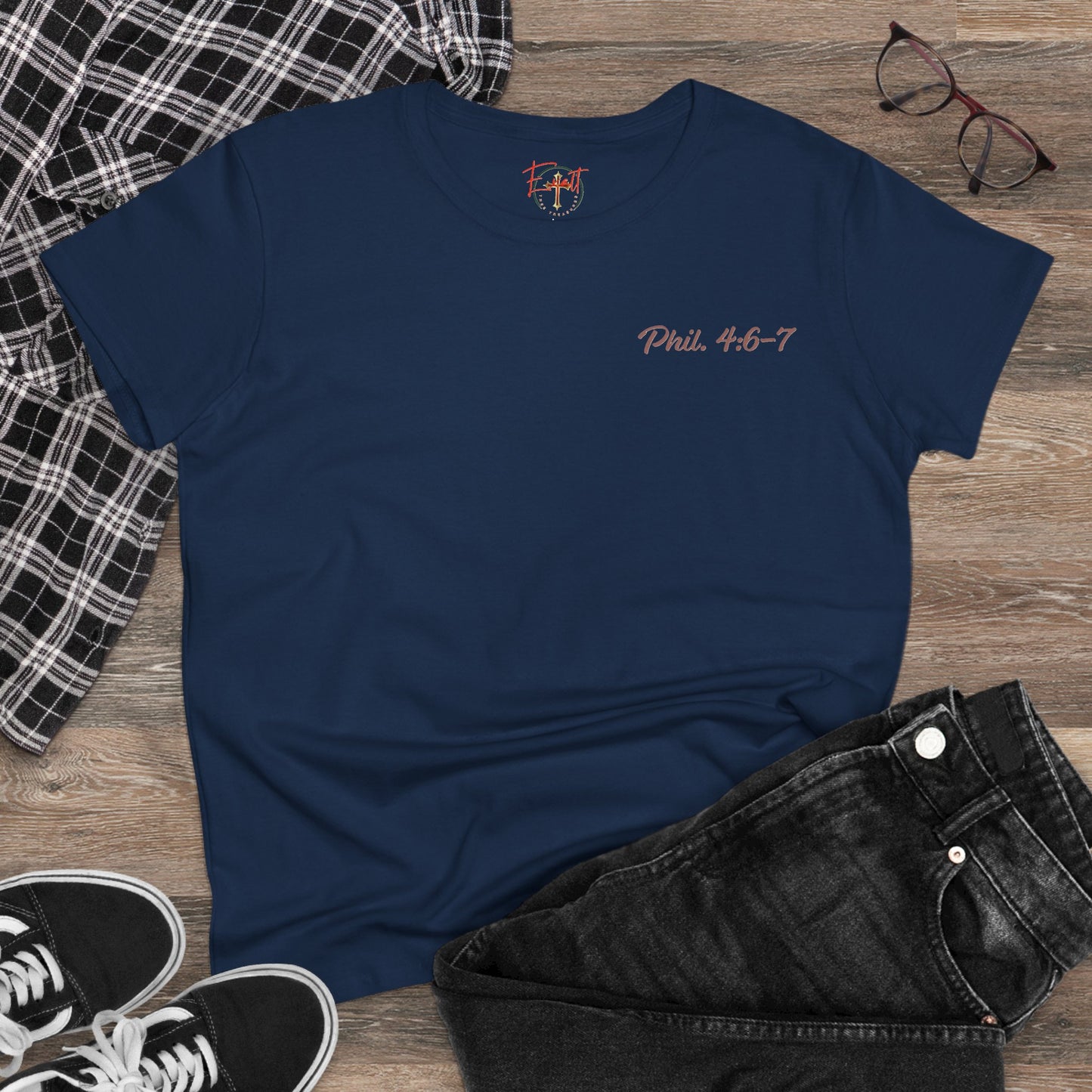 Women's Tee with Heart and Praying Hands Design