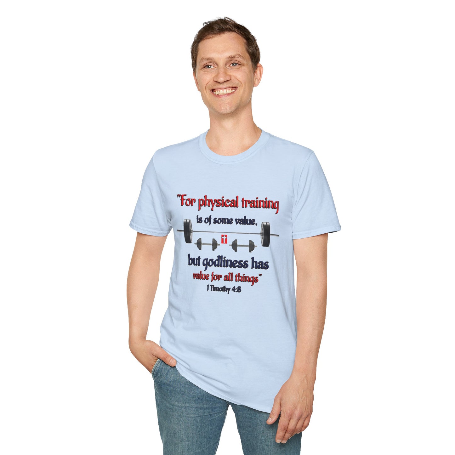 Christian Verse Softstyle T-Shirt - 1 Timothy 4:8
