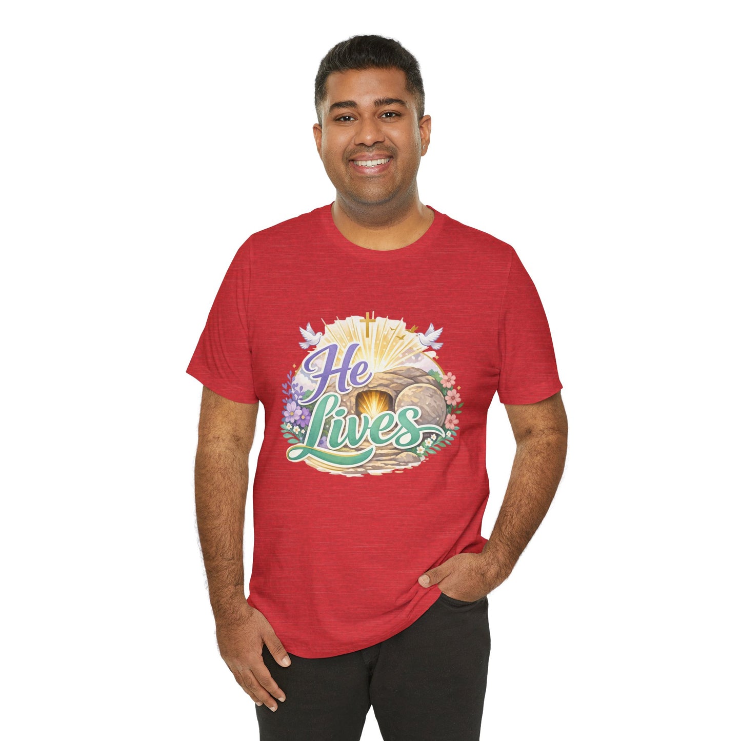 He Lives Jesus Tomb Tee — Christian Easter T‑Shirt
