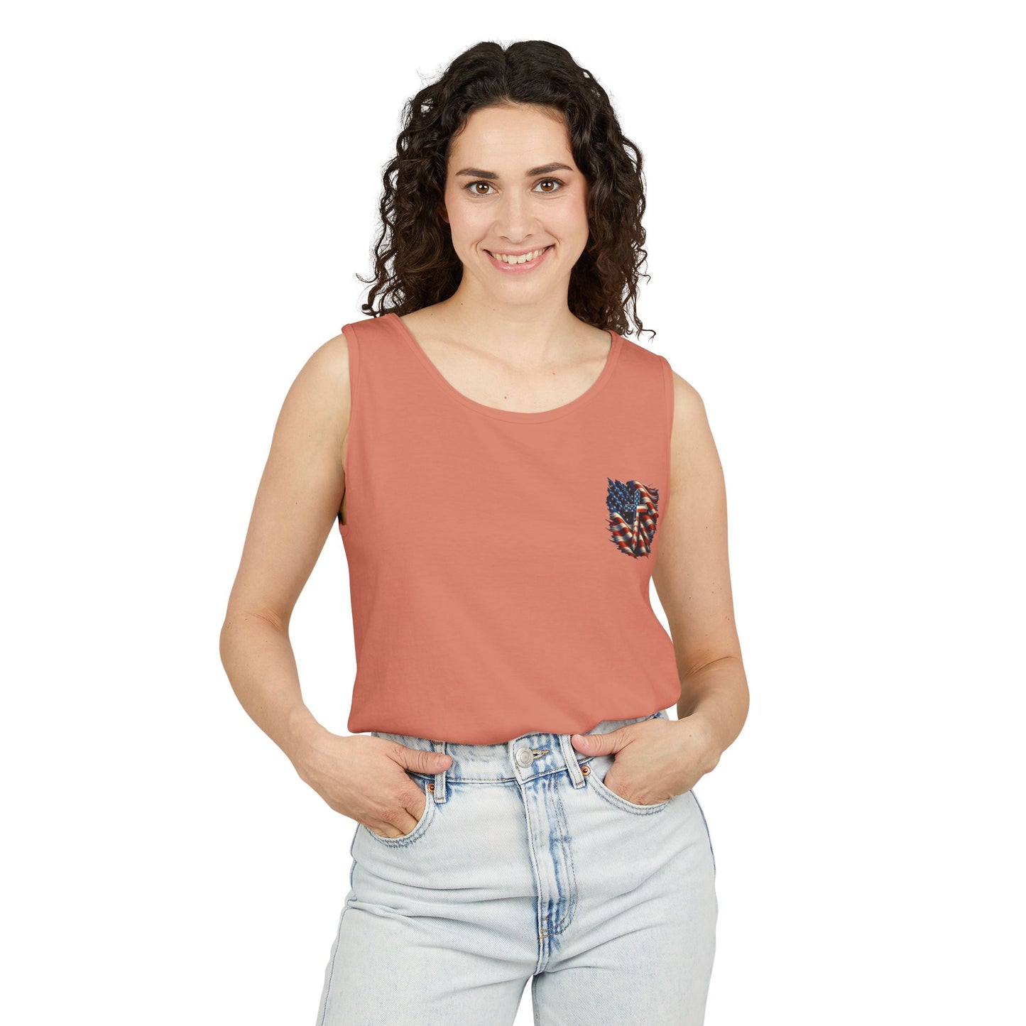 Unisex Garment-Dyed Tank Top "GOD BLESS AMERICA"