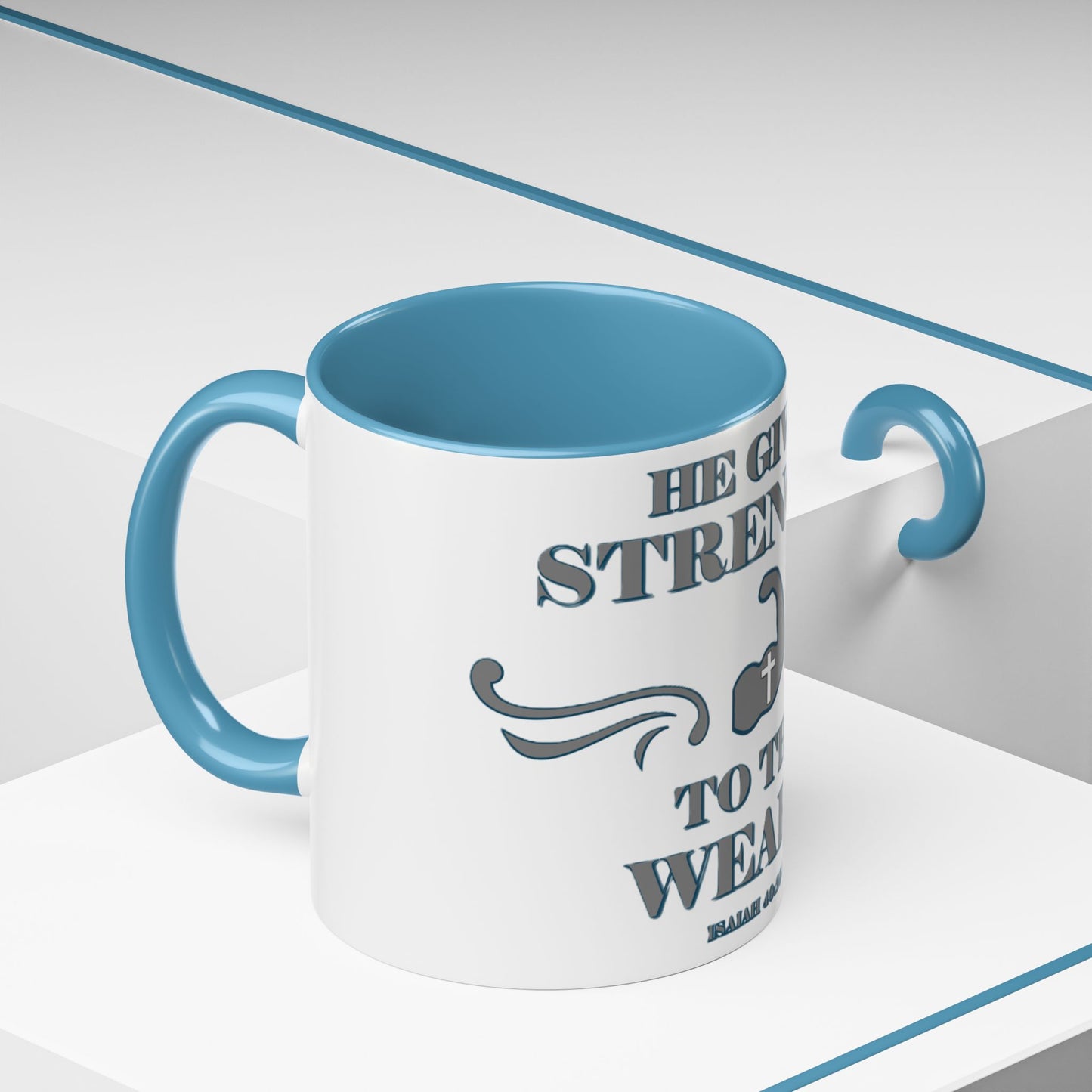 Mug - Bible Verse Isaiah 40:29-31 'He gives Strength to the Weary'