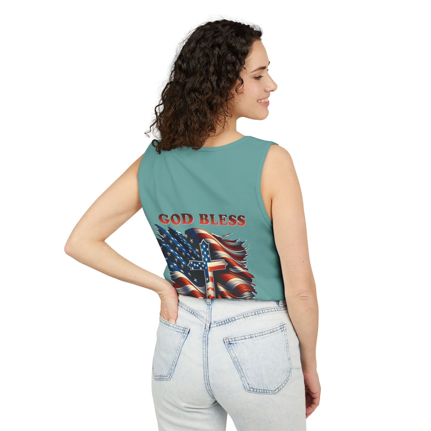 Unisex Garment-Dyed Tank Top "GOD BLESS AMERICA"
