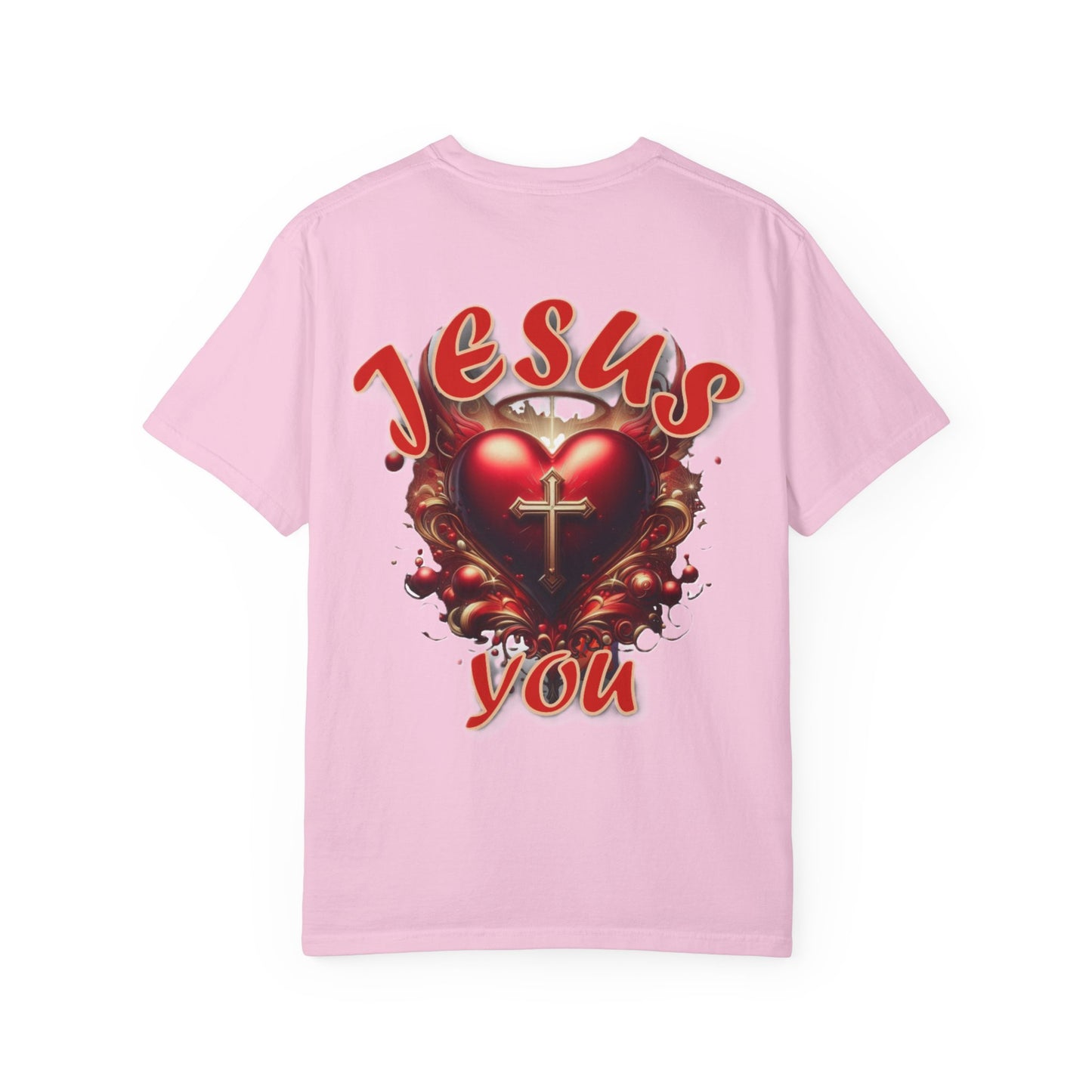Christian Cross Heart Unisex T-shirt - Jesus Loves You Design