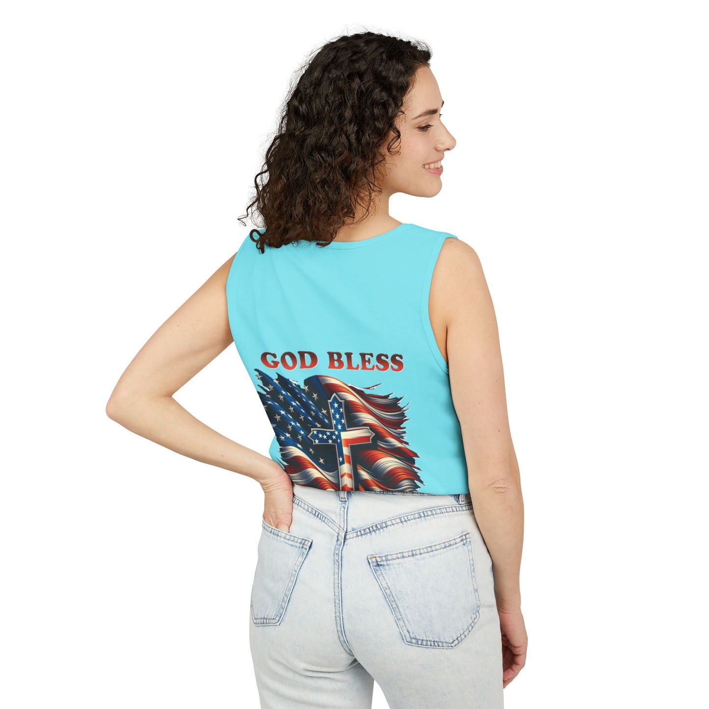 Unisex Garment-Dyed Tank Top "GOD BLESS AMERICA"