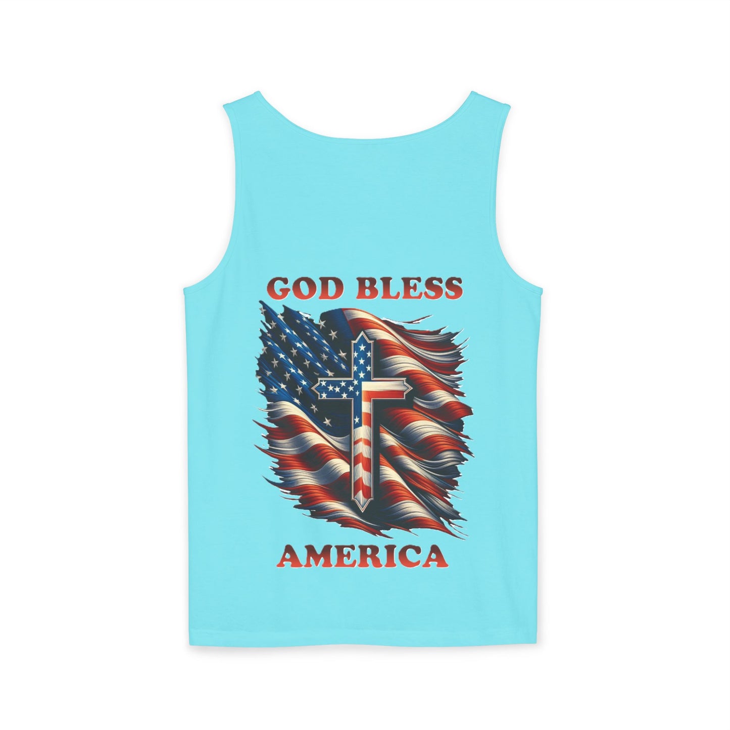 Unisex Garment-Dyed Tank Top "GOD BLESS AMERICA"