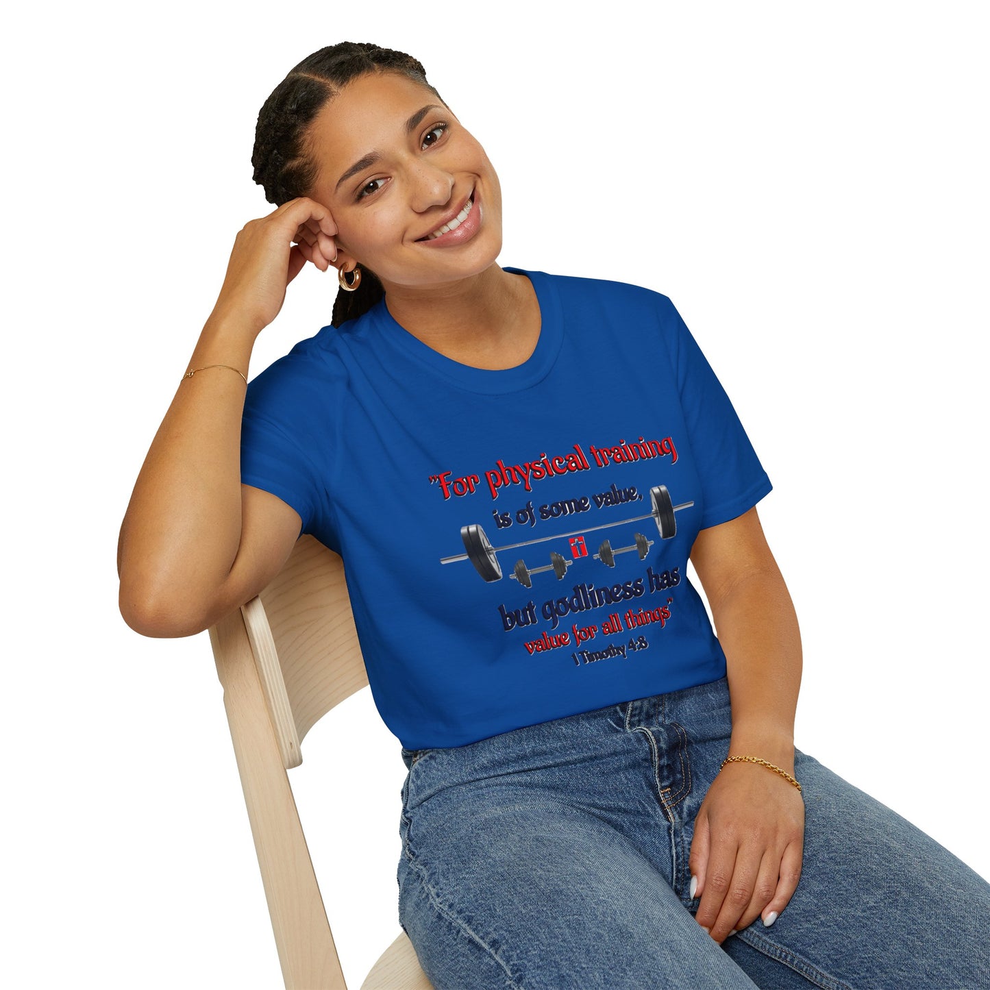 Christian Verse Softstyle T-Shirt - 1 Timothy 4:8
