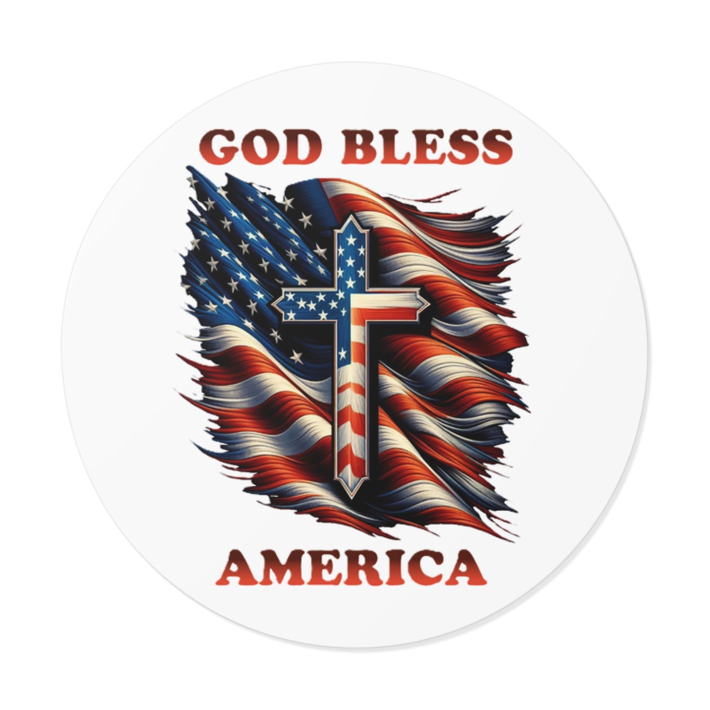 Round Vinyl Stickers "GOD BLESS AMERICA"