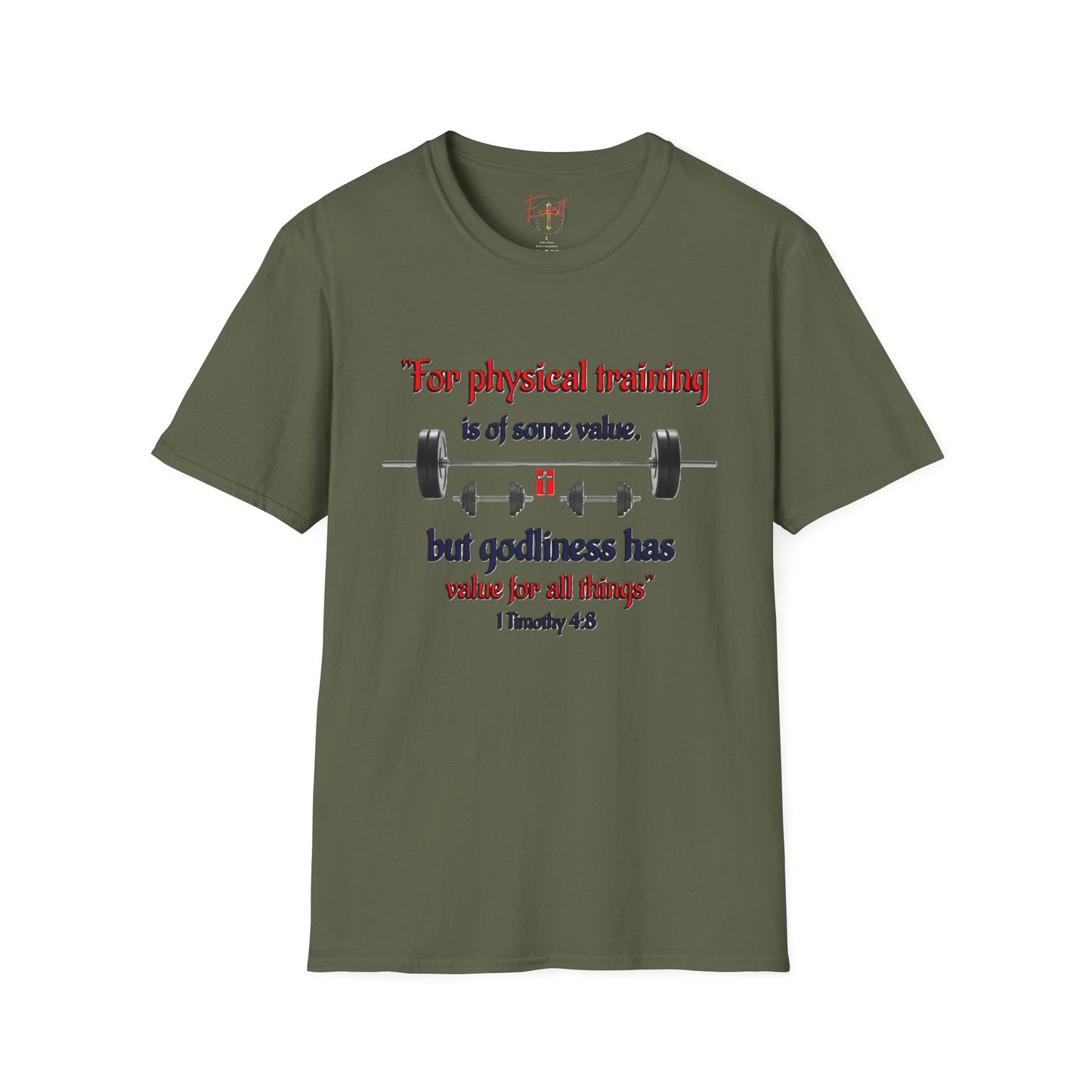 Christian Verse Softstyle T-Shirt - 1 Timothy 4:8