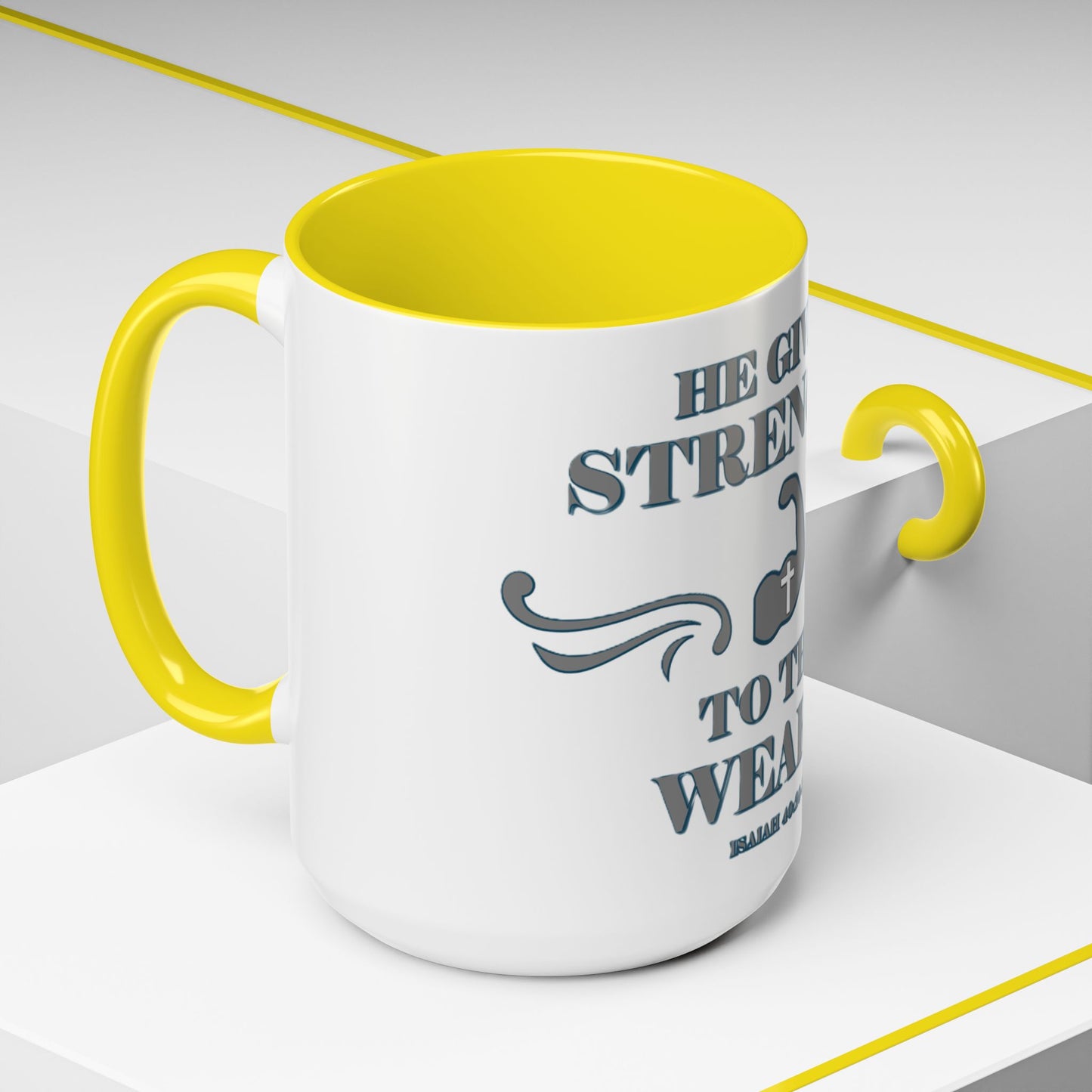 Mug - Bible Verse Isaiah 40:29-31 'He gives Strength to the Weary'