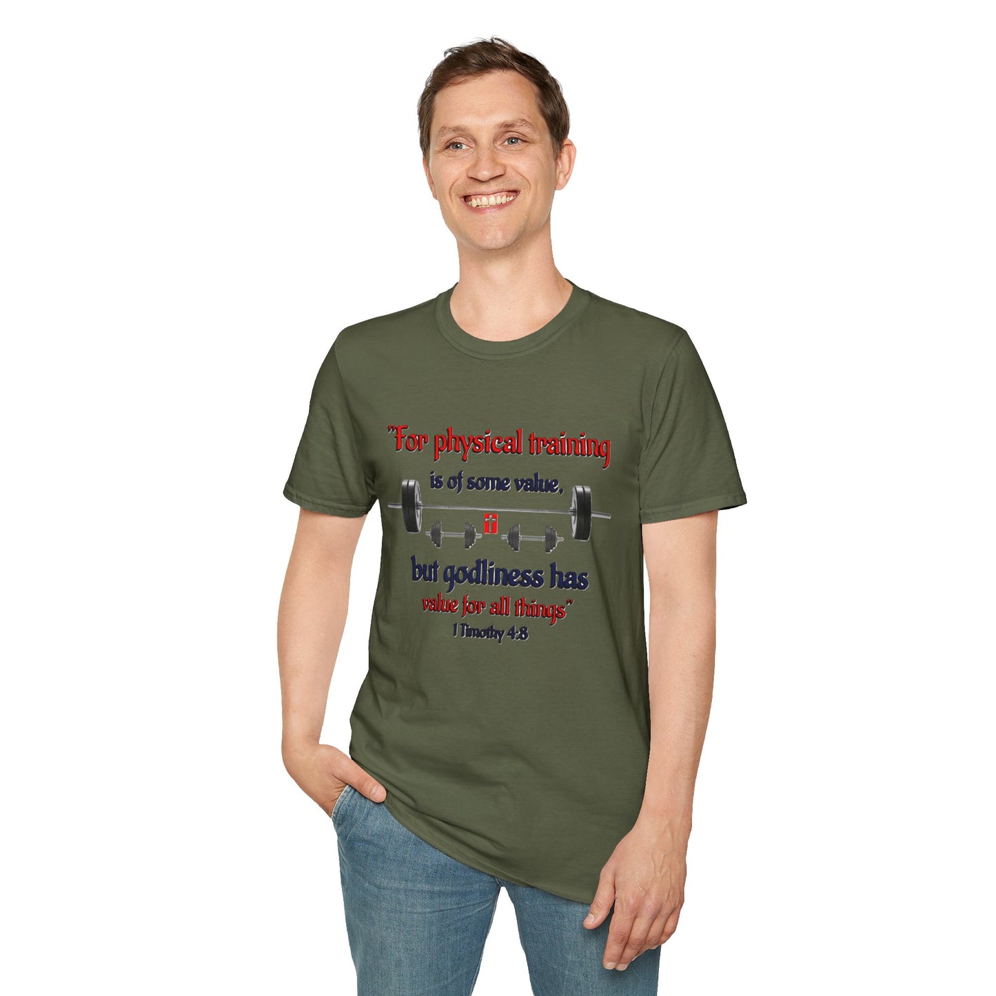 Christian Verse Softstyle T-Shirt - 1 Timothy 4:8