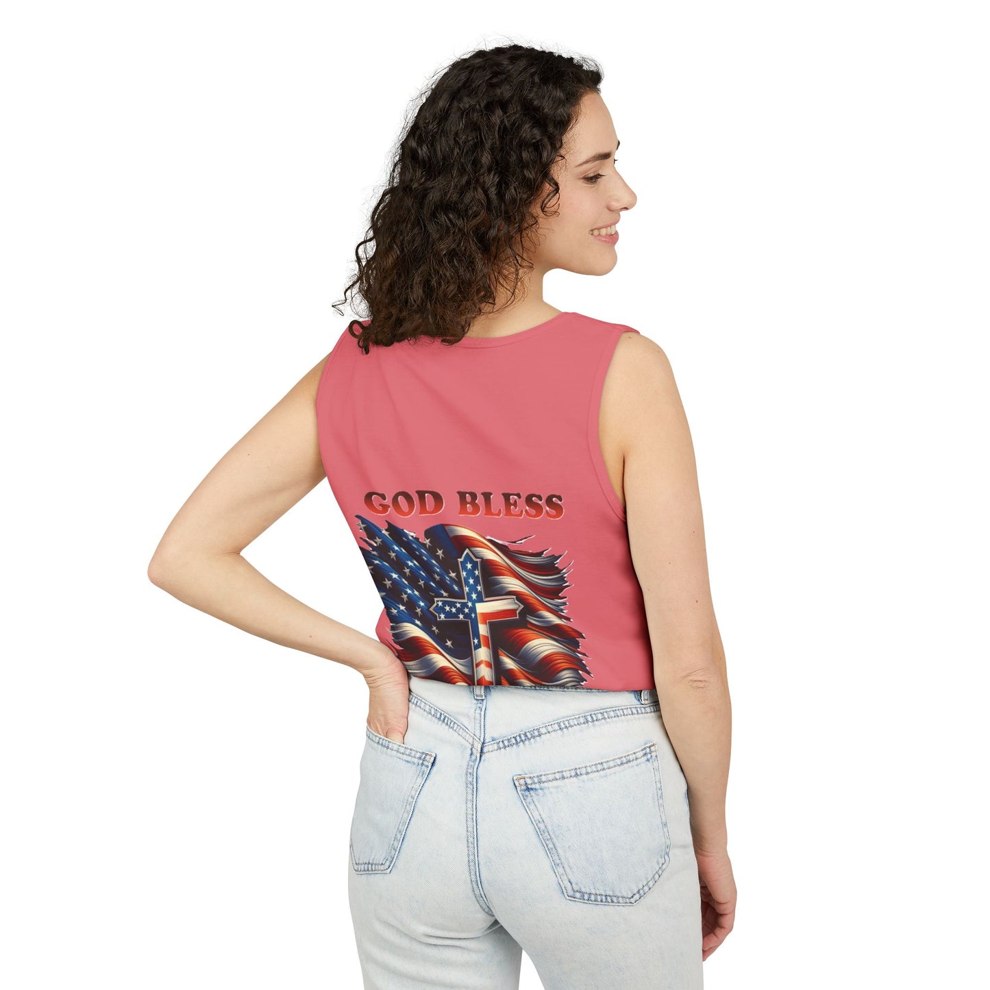 Unisex Garment-Dyed Tank Top "GOD BLESS AMERICA"