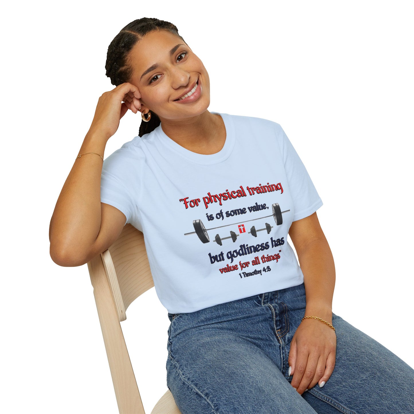 Christian Verse Softstyle T-Shirt - 1 Timothy 4:8