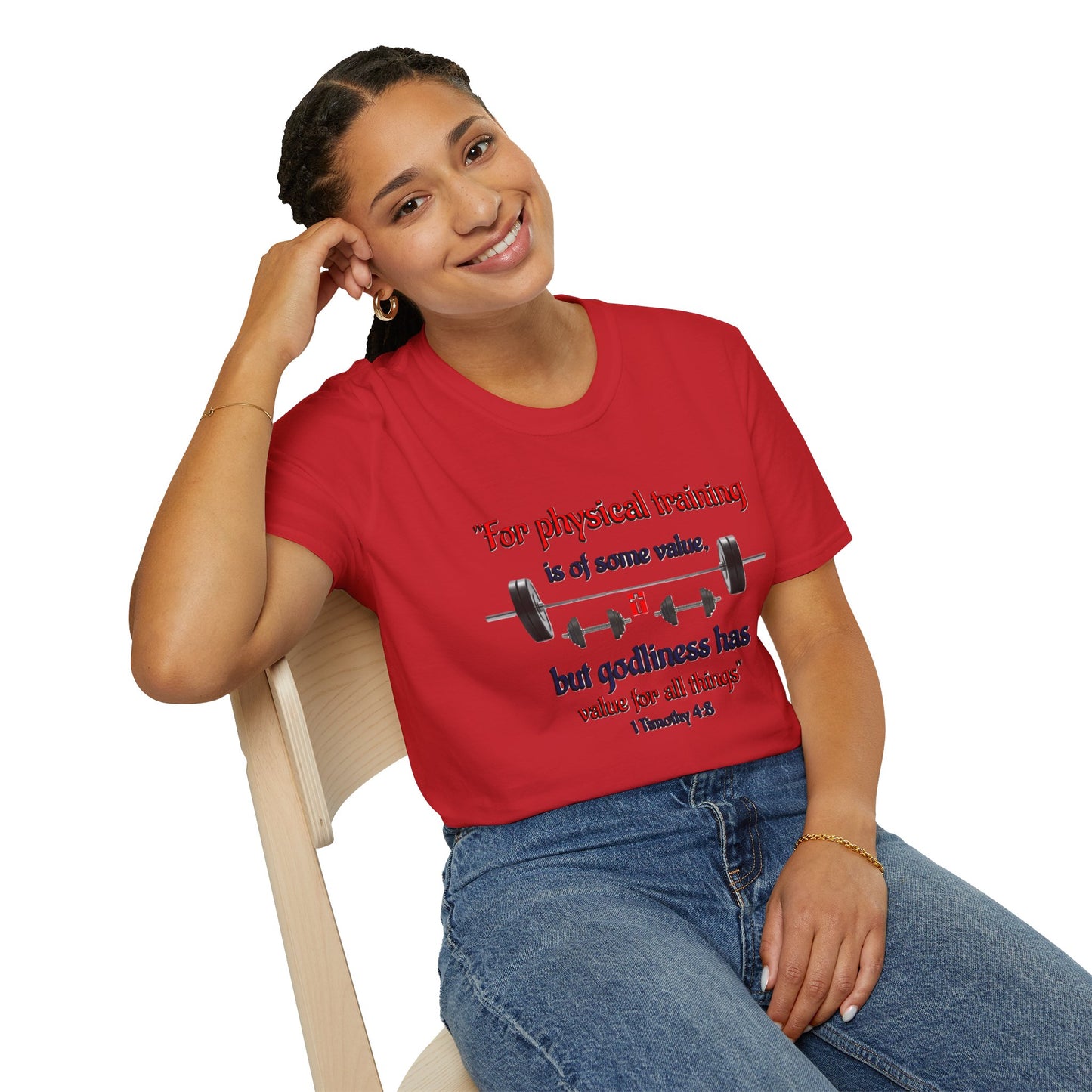 Christian Verse Softstyle T-Shirt - 1 Timothy 4:8