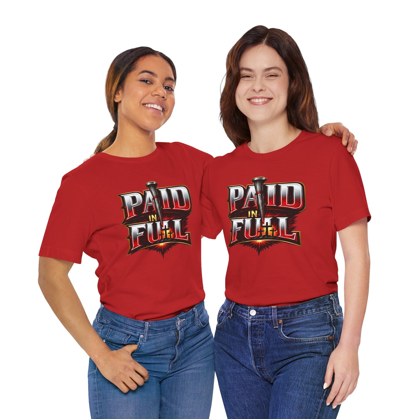 Paid In Full Christian Cross T-Shirt — Nail & Triple Cross Graphic