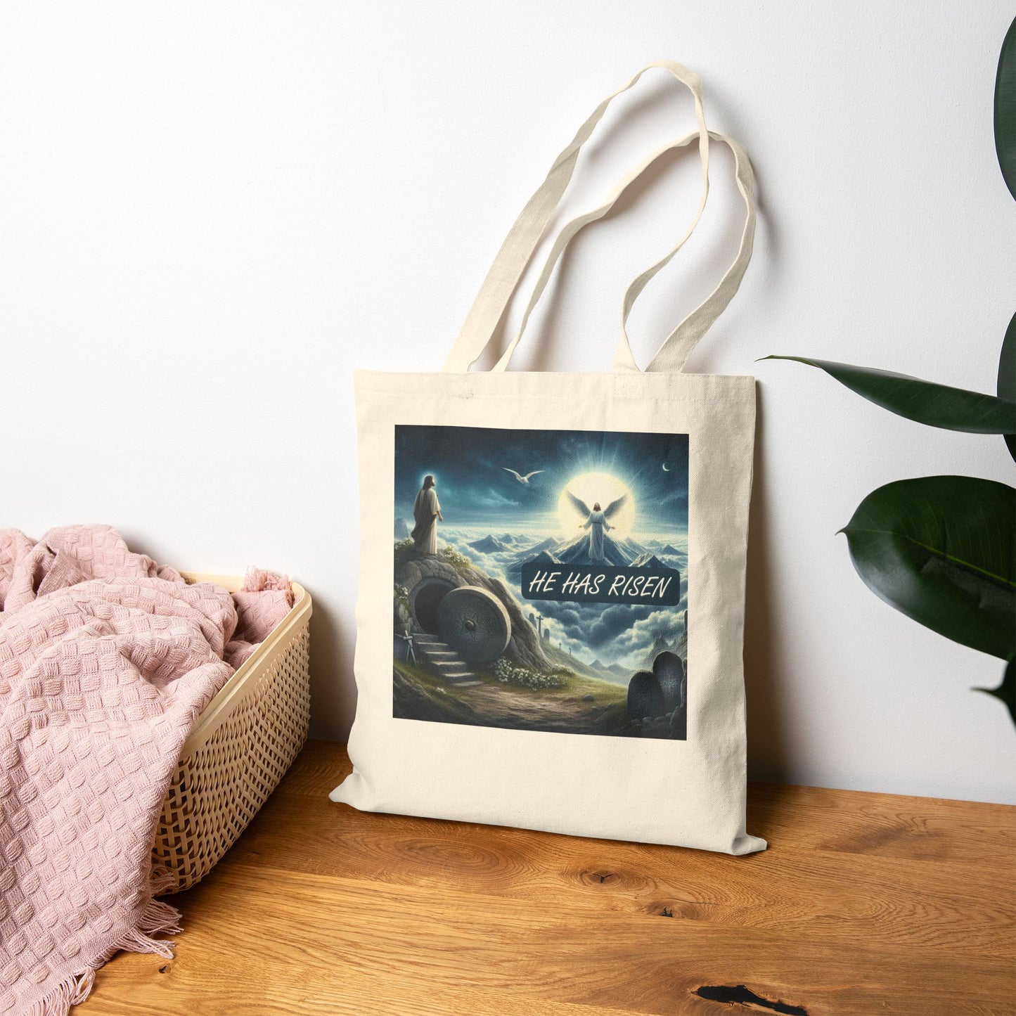Cotton Canvas Tote Bag "HE HAS RISEN"