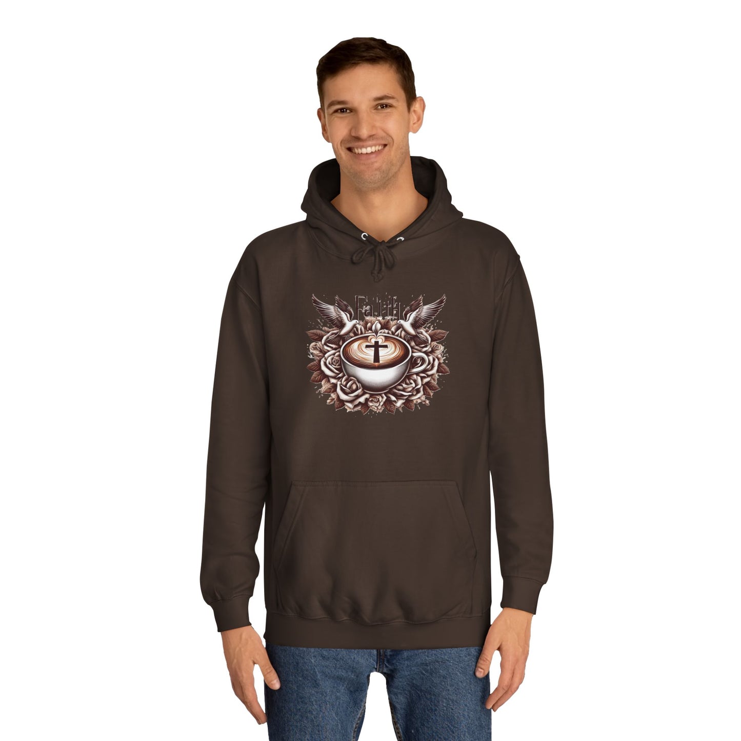 Unisex College Hoodie "Faith and Coffee"