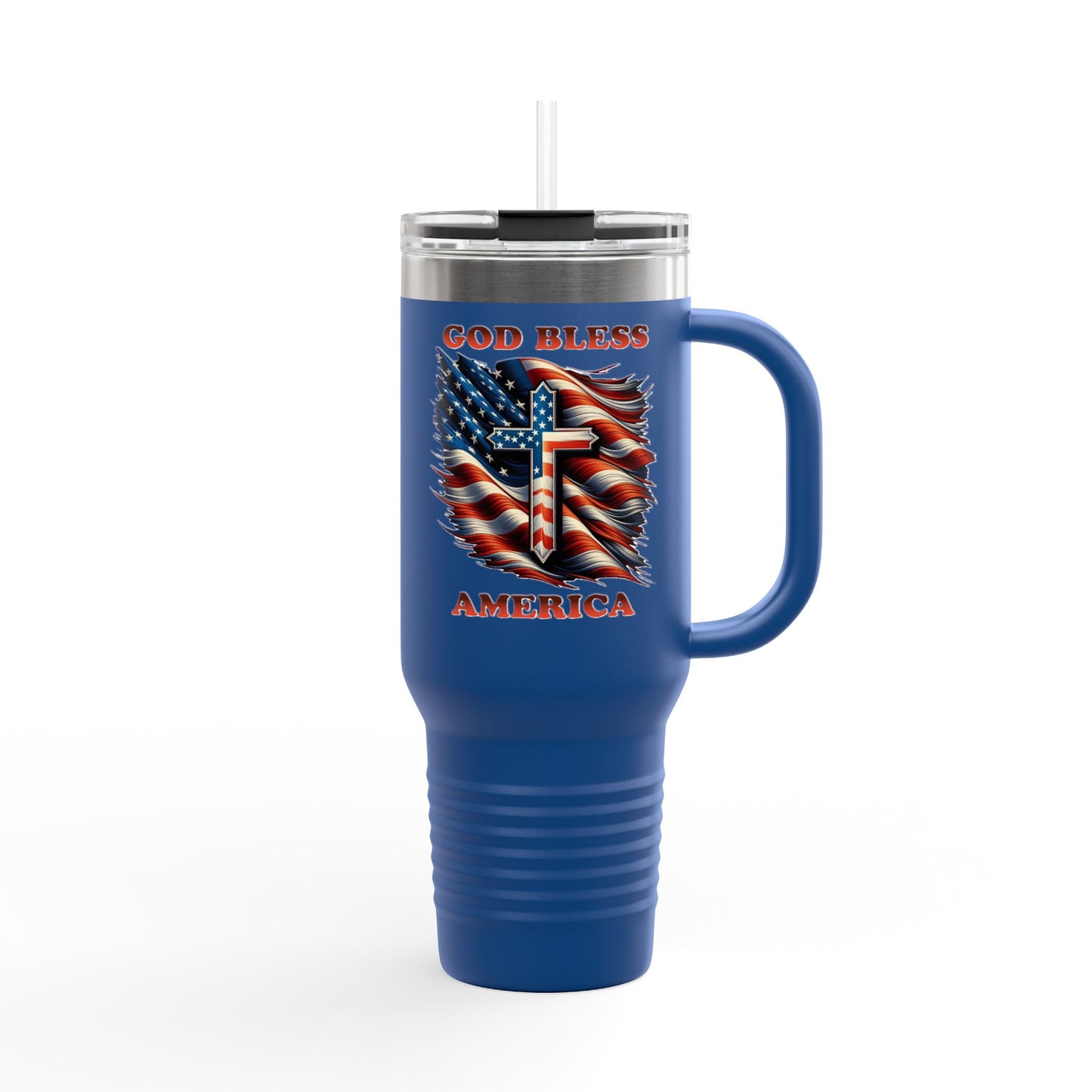 Insulated Travel Mug, 40oz "GOD BLESS AMERICA"