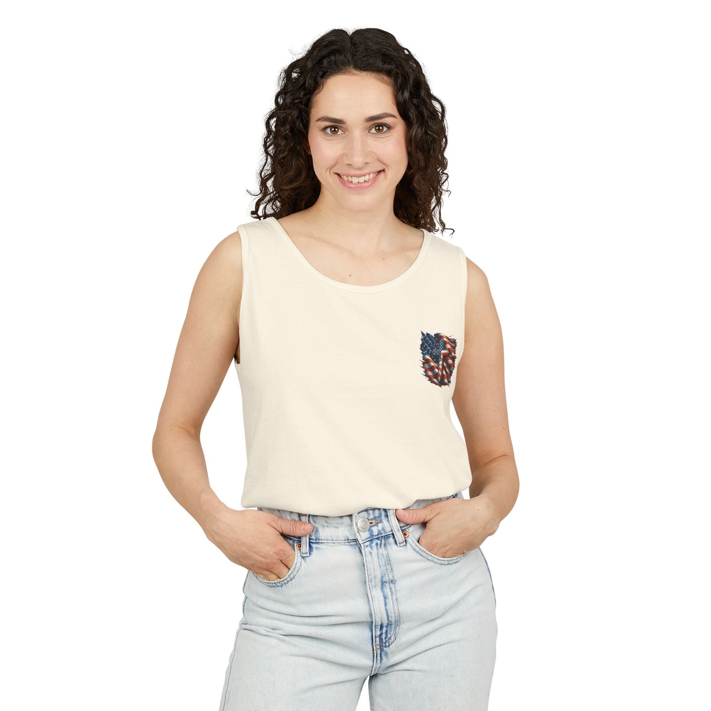Unisex Garment-Dyed Tank Top "GOD BLESS AMERICA"
