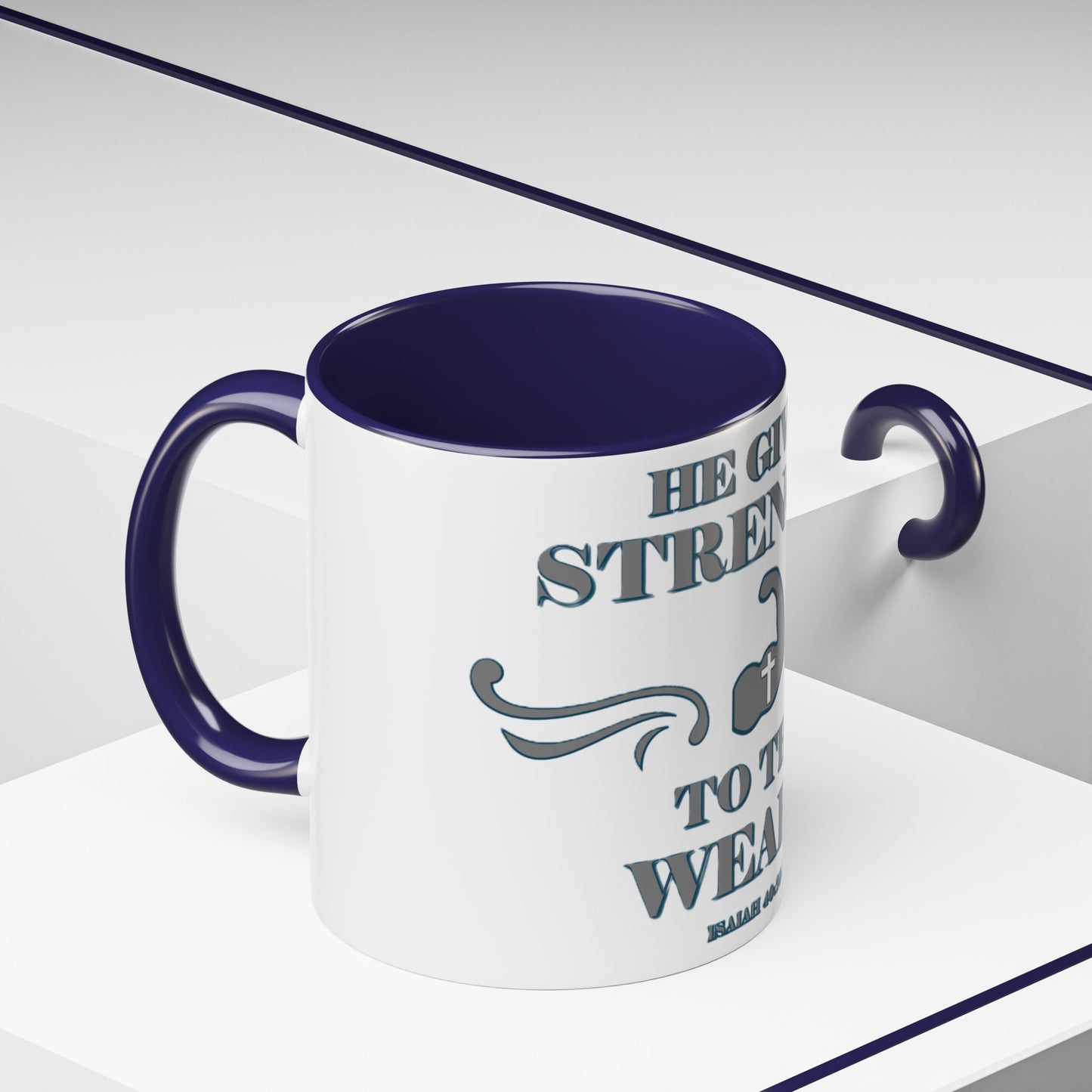 Mug - Bible Verse Isaiah 40:29-31 'He gives Strength to the Weary'