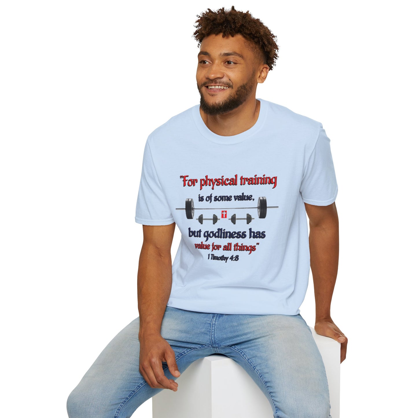 Christian Verse Softstyle T-Shirt - 1 Timothy 4:8