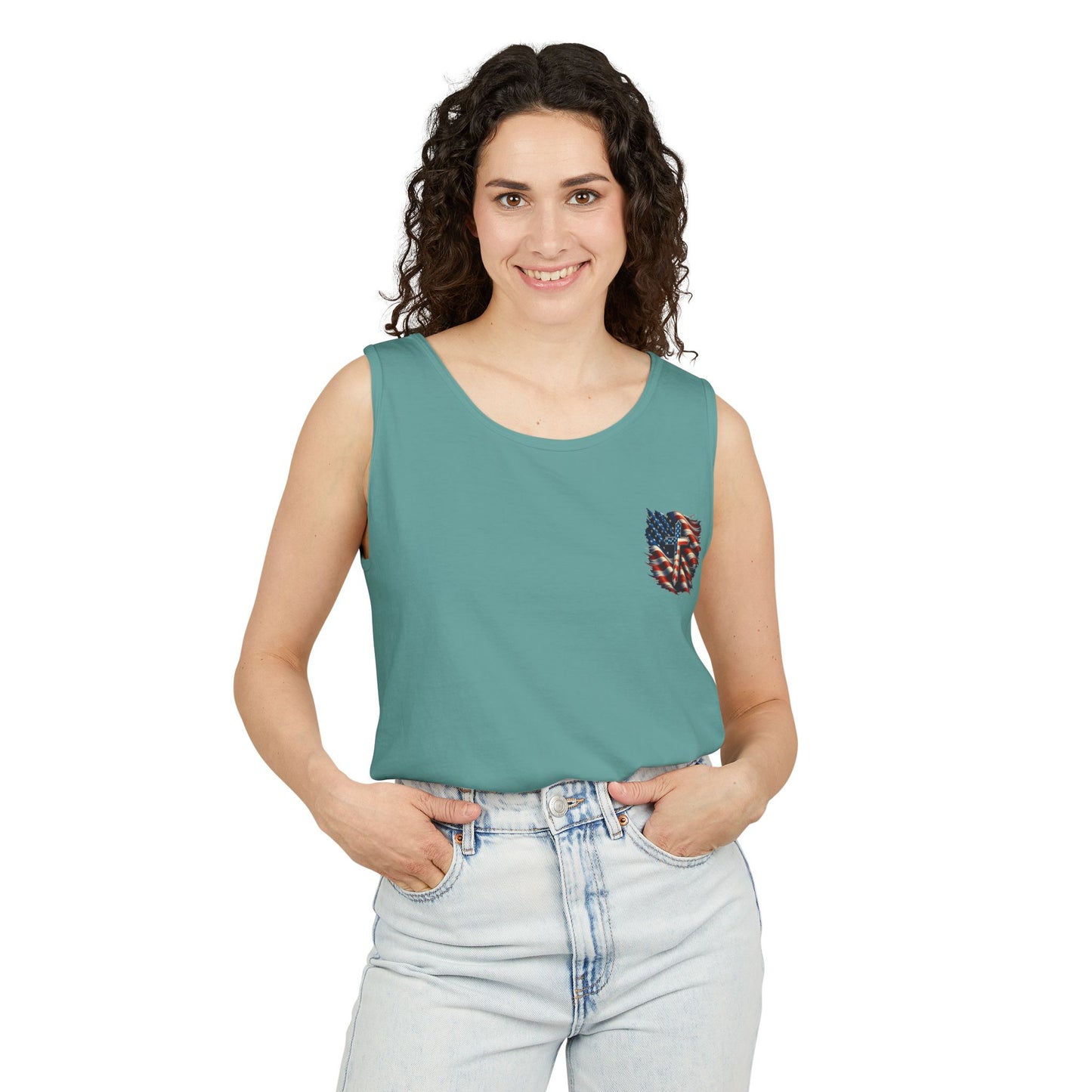 Unisex Garment-Dyed Tank Top "GOD BLESS AMERICA"