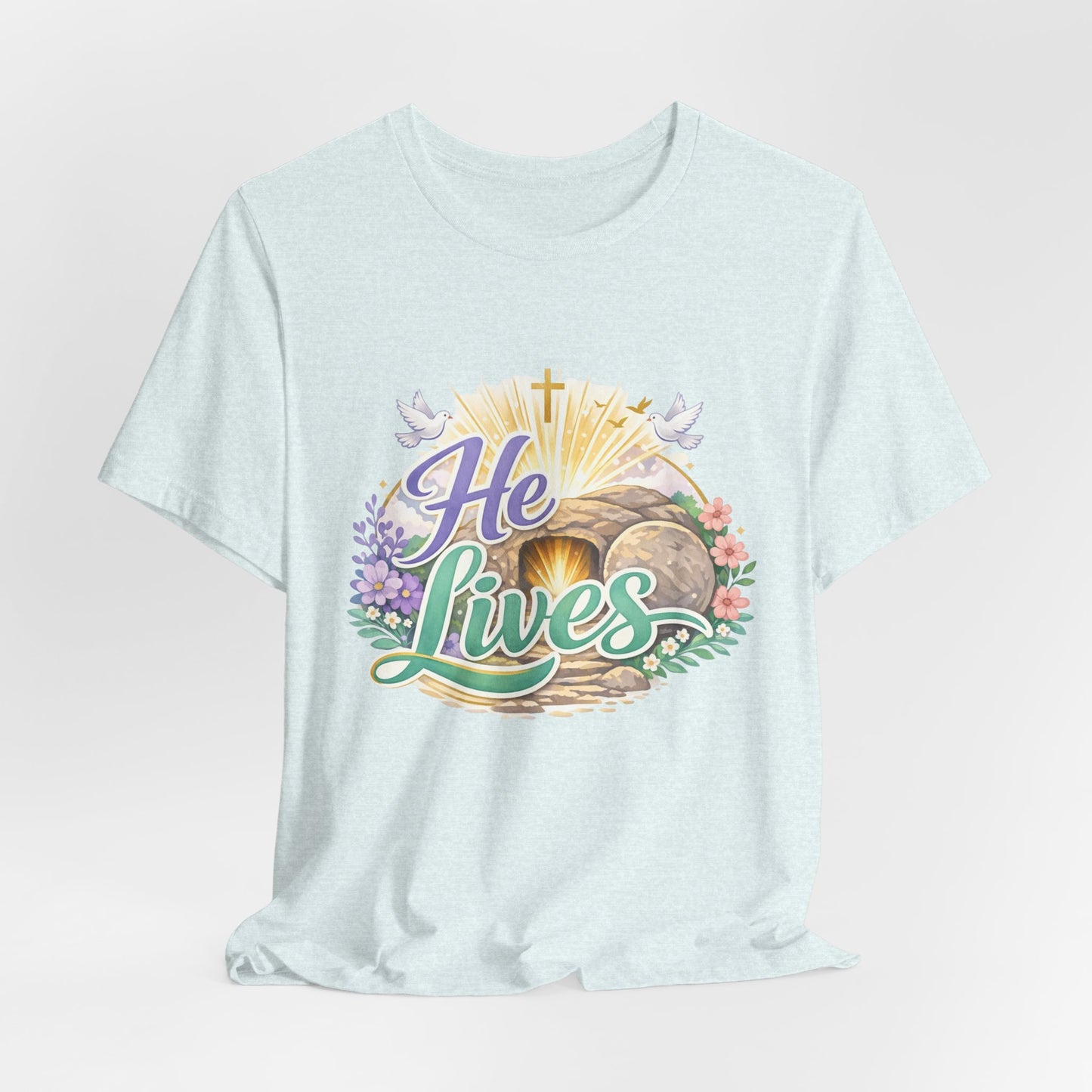 He Lives Jesus Tomb Tee — Christian Easter T‑Shirt