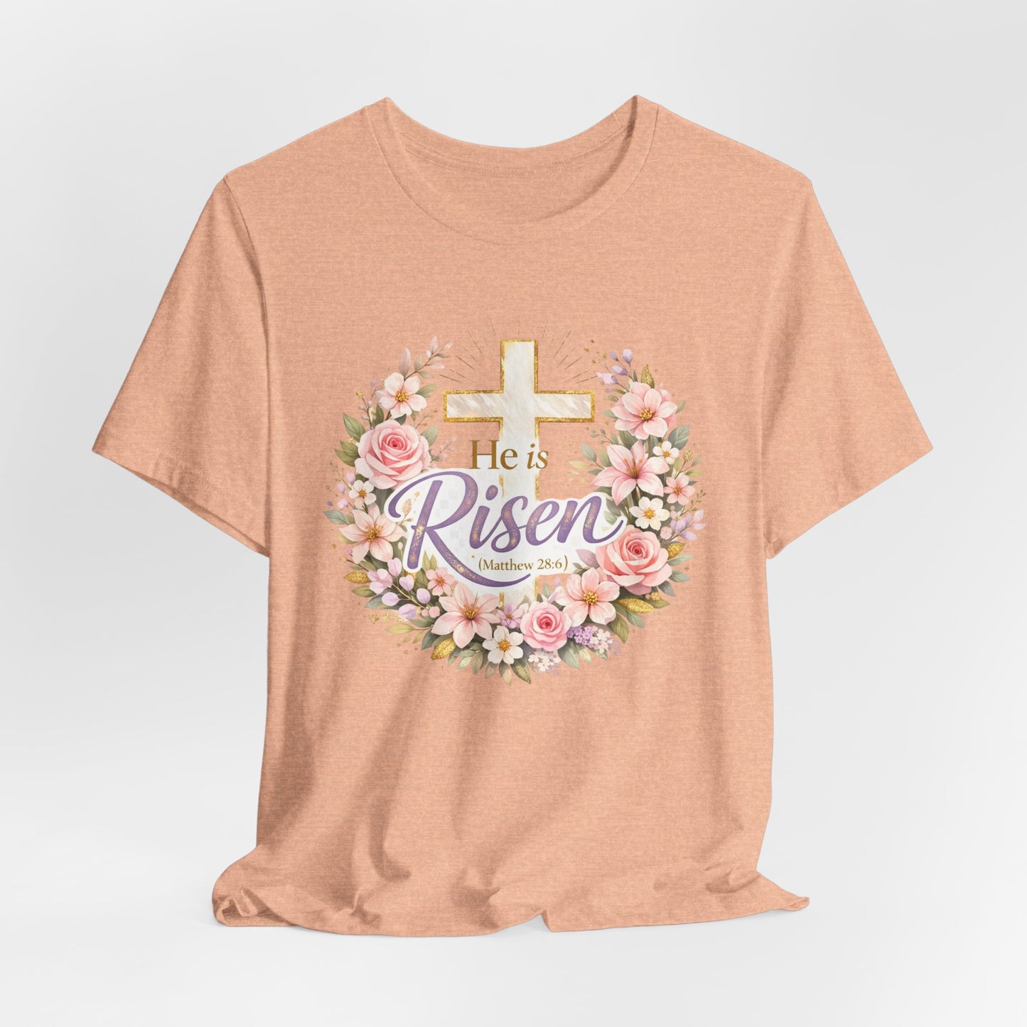 He Is Risen Floral Cross T-Shirt