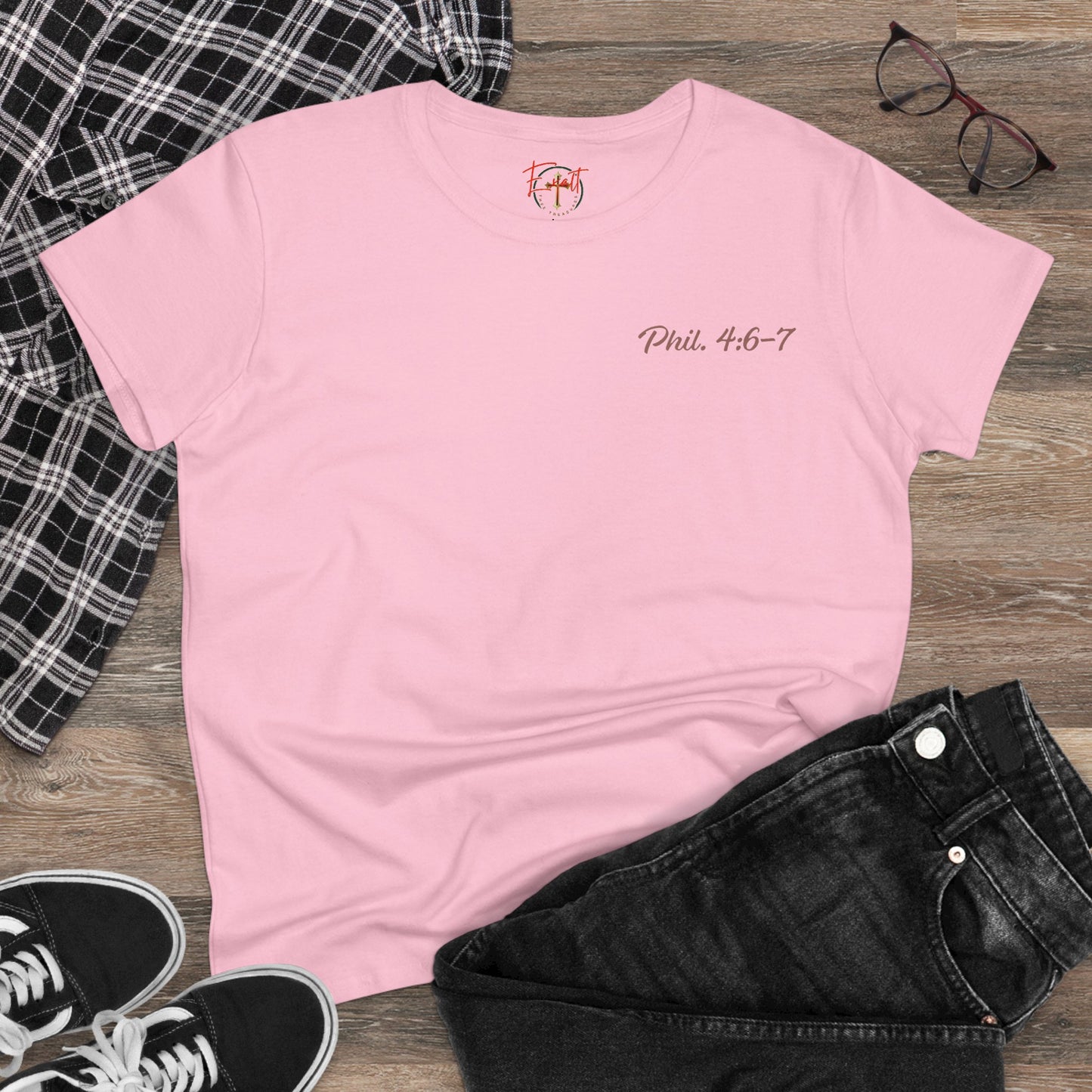 Women's Tee with Heart and Praying Hands Design