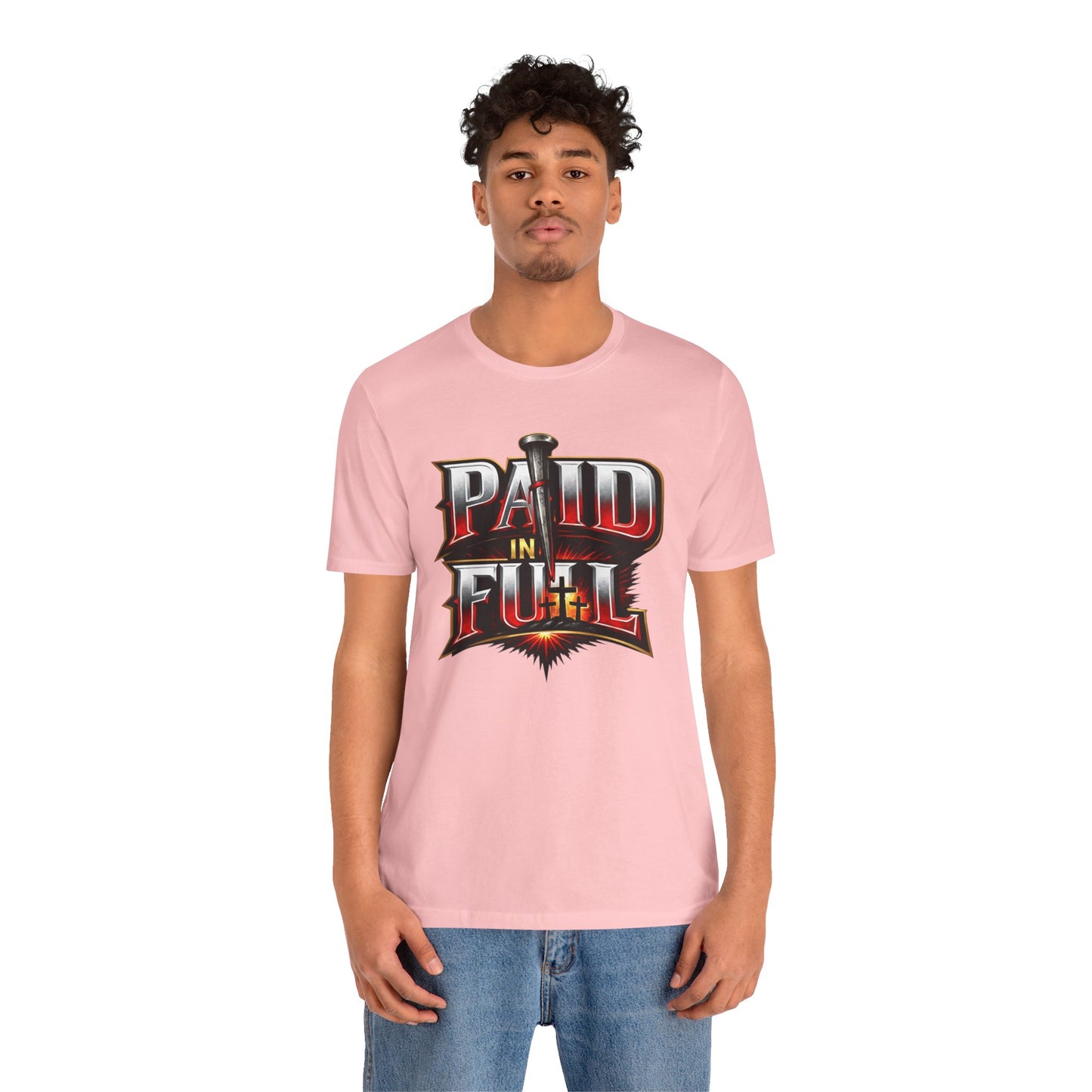Paid In Full Christian Cross T-Shirt — Nail & Triple Cross Graphic