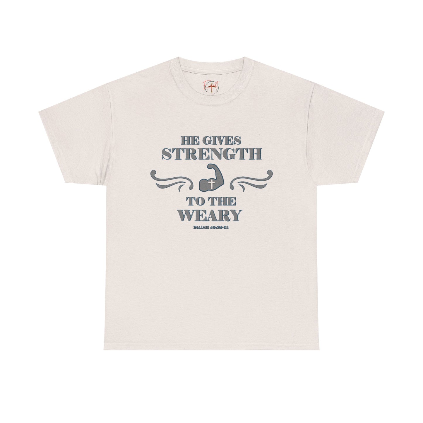 Christian Tee - Bible Verse Isaiah 40:29-31 'He gives Strength to the Weary'