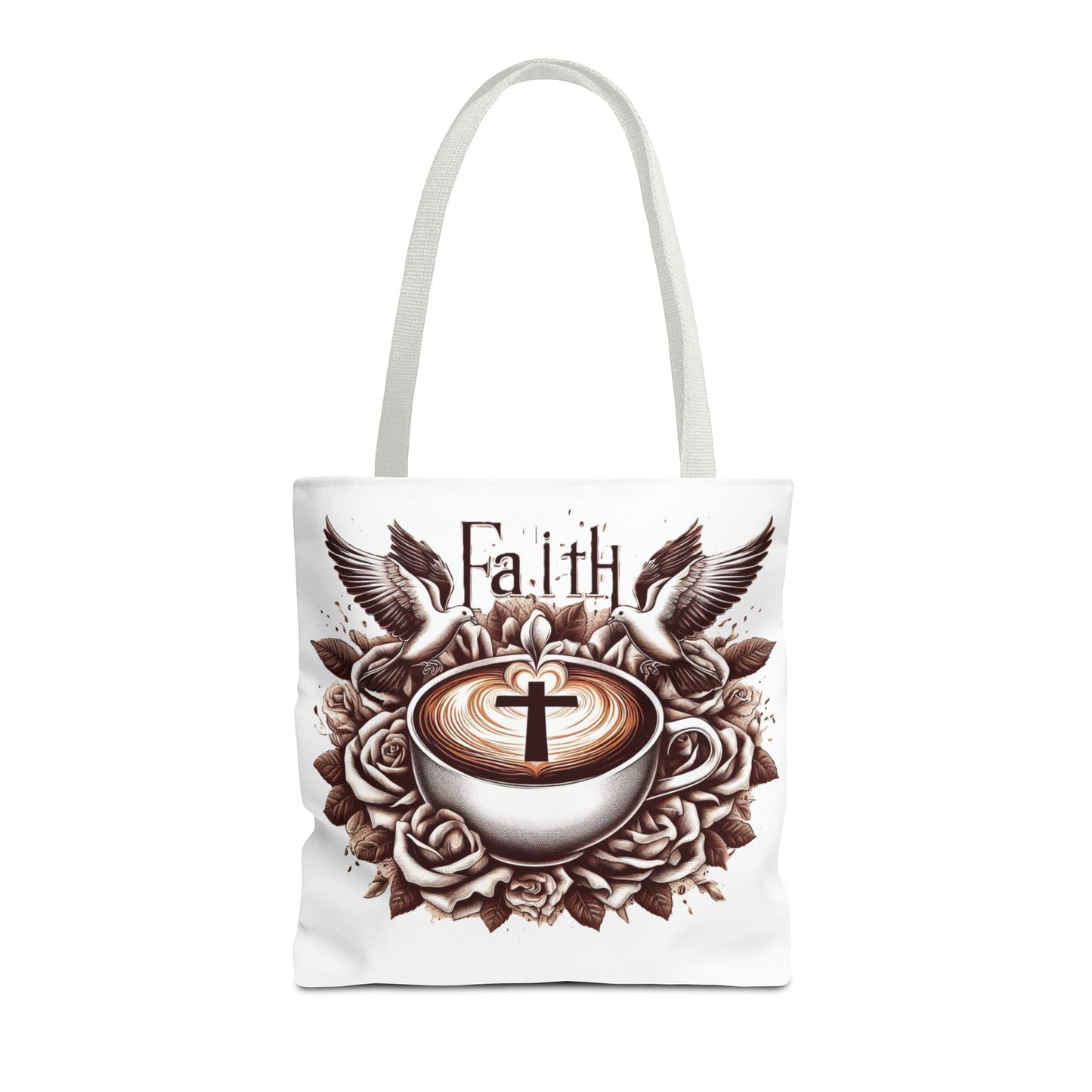 Tote Bag (AOP) "Faith and Coffee"