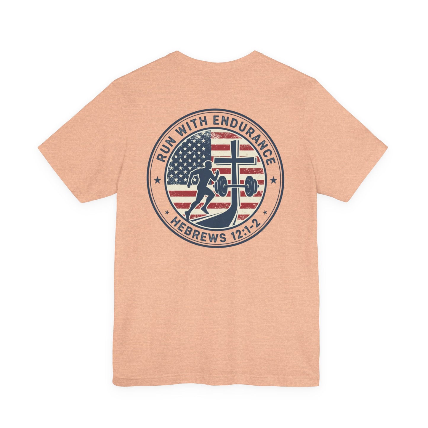 Hebrews 12:1-2 'Run With Endurance' T-Shirt — Inspirational Christian Tee