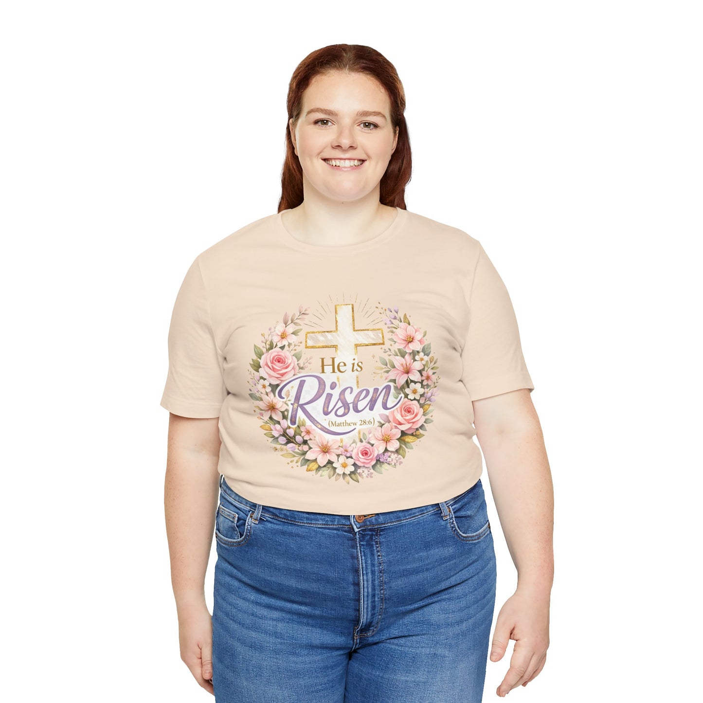 He Is Risen Floral Cross T-Shirt