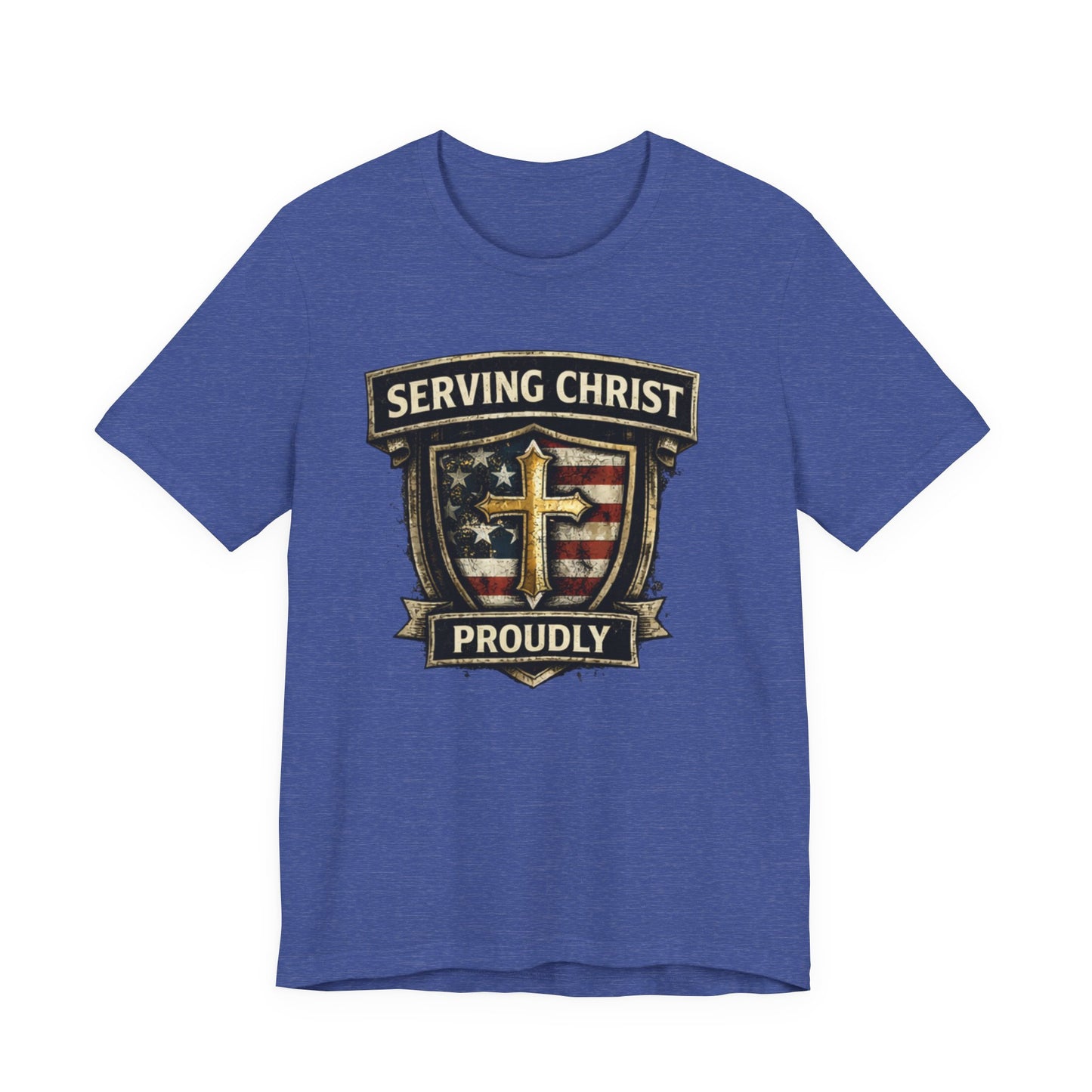 Serving Christ Proudly T-Shirt — Christian Faith Patriotic Tee