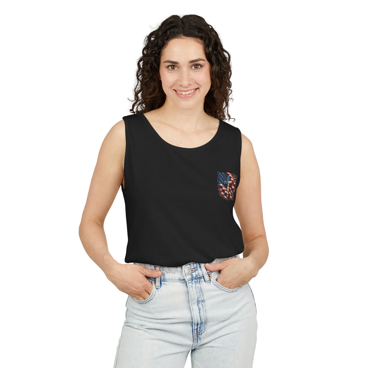 Unisex Garment-Dyed Tank Top "GOD BLESS AMERICA"