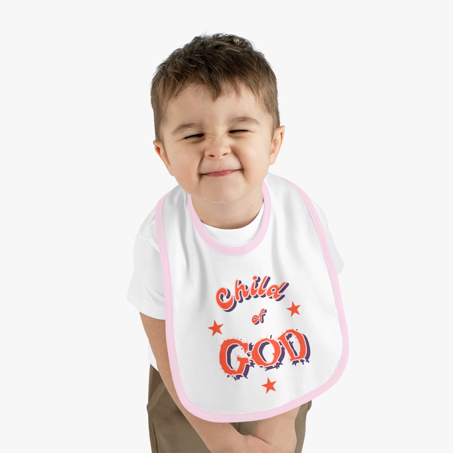Baby Contrast Trim Jersey Bib "Child of GOD"