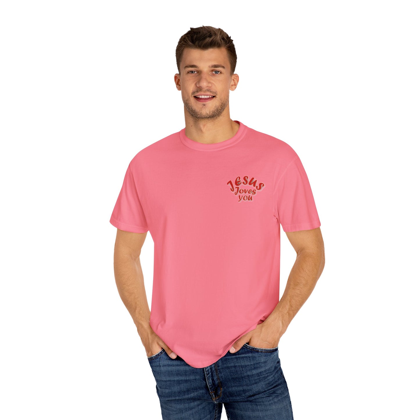 Christian Cross Heart Unisex T-shirt - Jesus Loves You Design