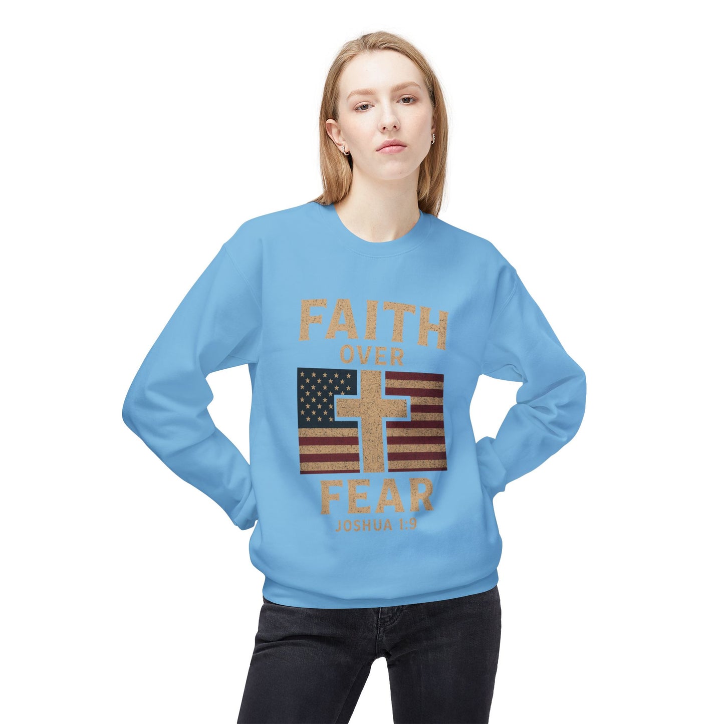 Faith Over Fear Christian Cross Sweatshirt