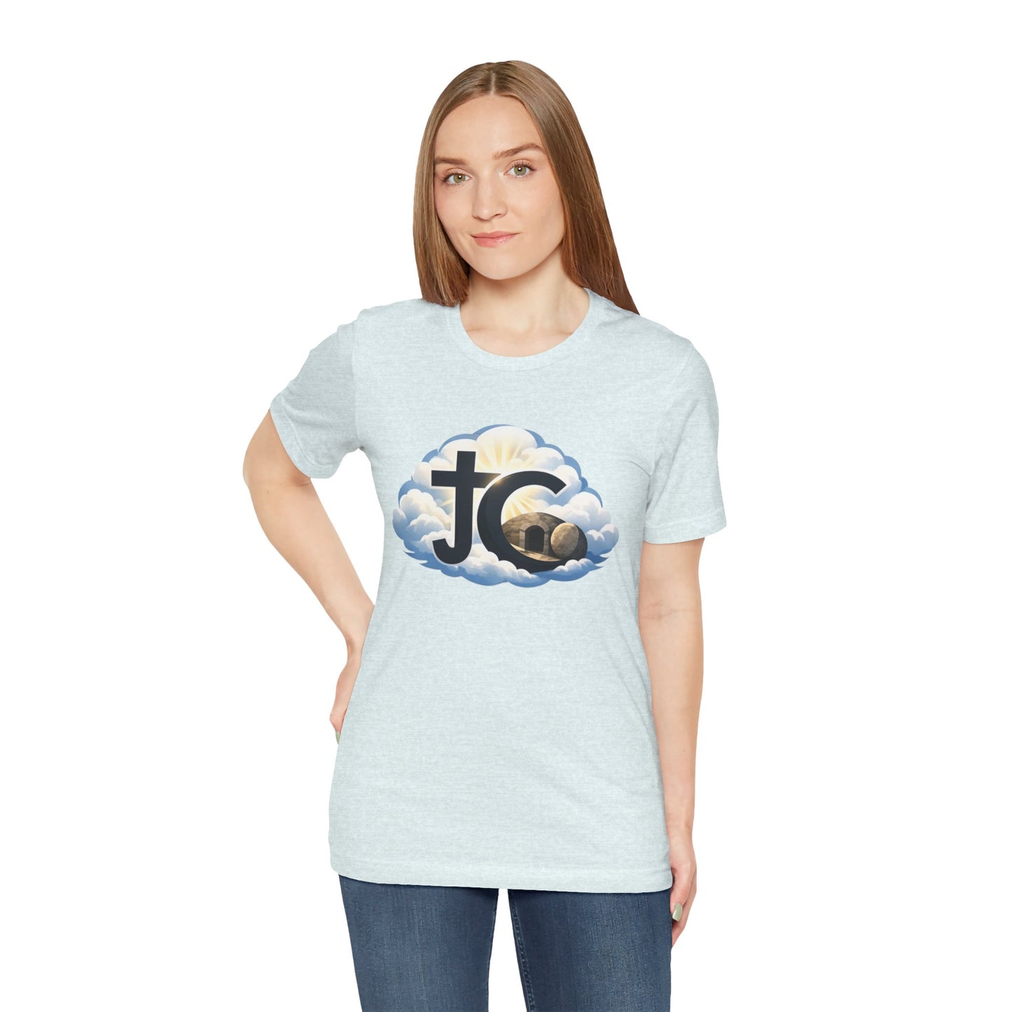 Jesus Christ (JC) Cross Tee — Crucified, Risen & Coming Again