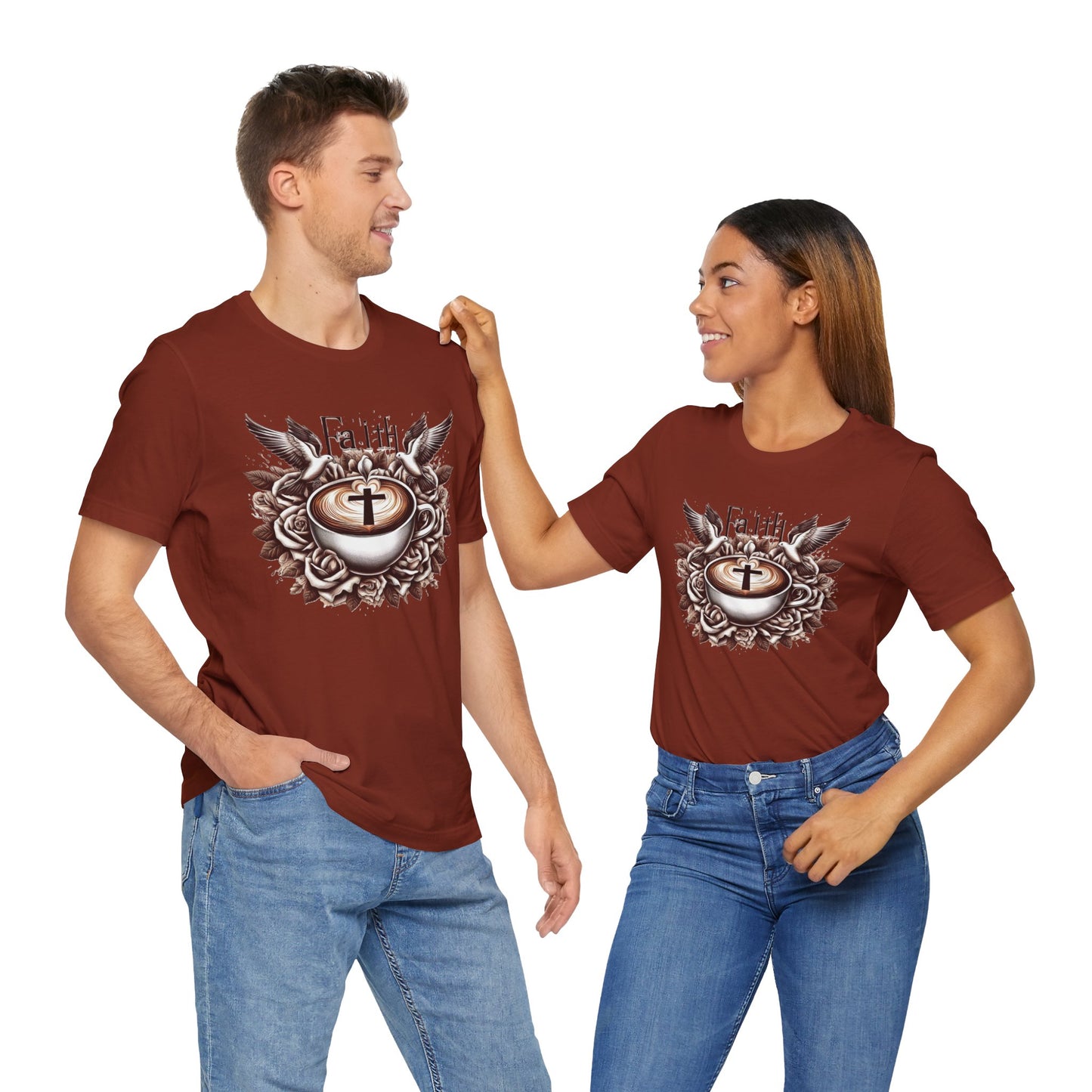 Unisex Jersey Short Sleeve Tee "Faith and Coffee"