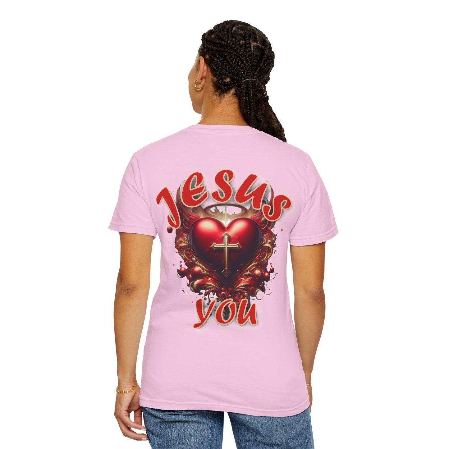Christian Cross Heart Unisex T-shirt - Jesus Loves You Design
