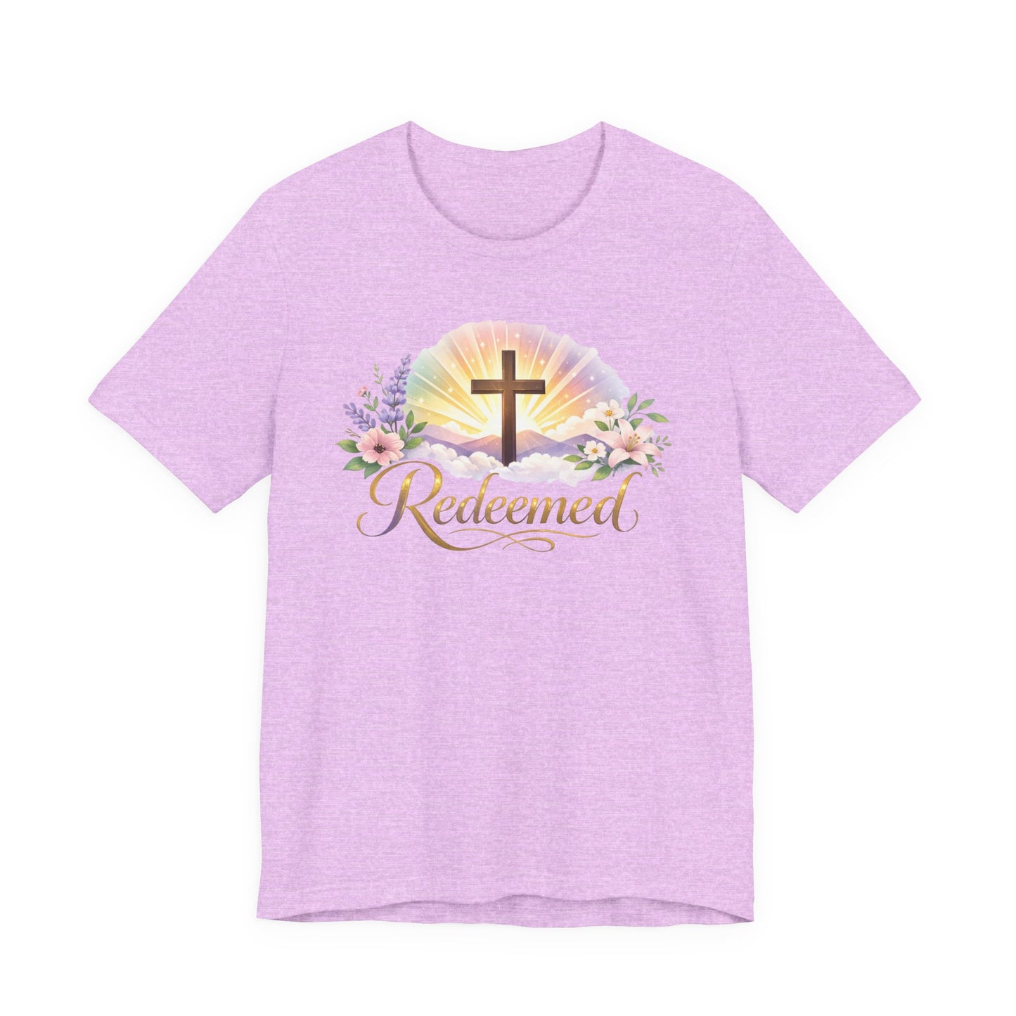 "Redeemed" Cross Floral T-Shirt — Christian Faith Tee