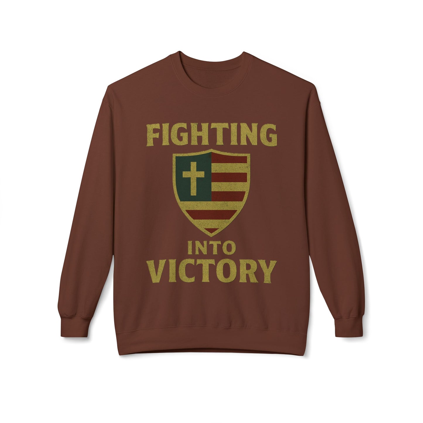 Christian Cross Shield Sweatshirt - Fighting into Victory