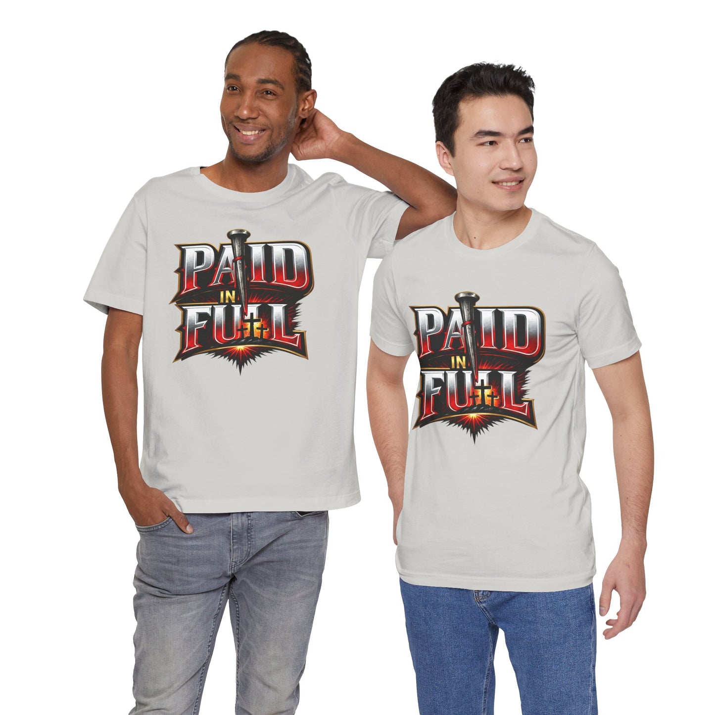 Paid In Full Christian Cross T-Shirt — Nail & Triple Cross Graphic