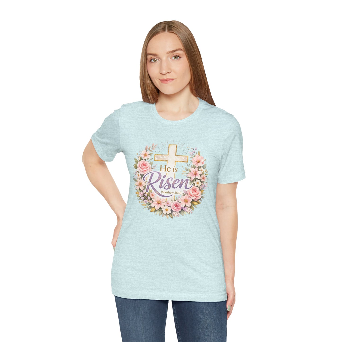 He Is Risen Floral Cross T-Shirt