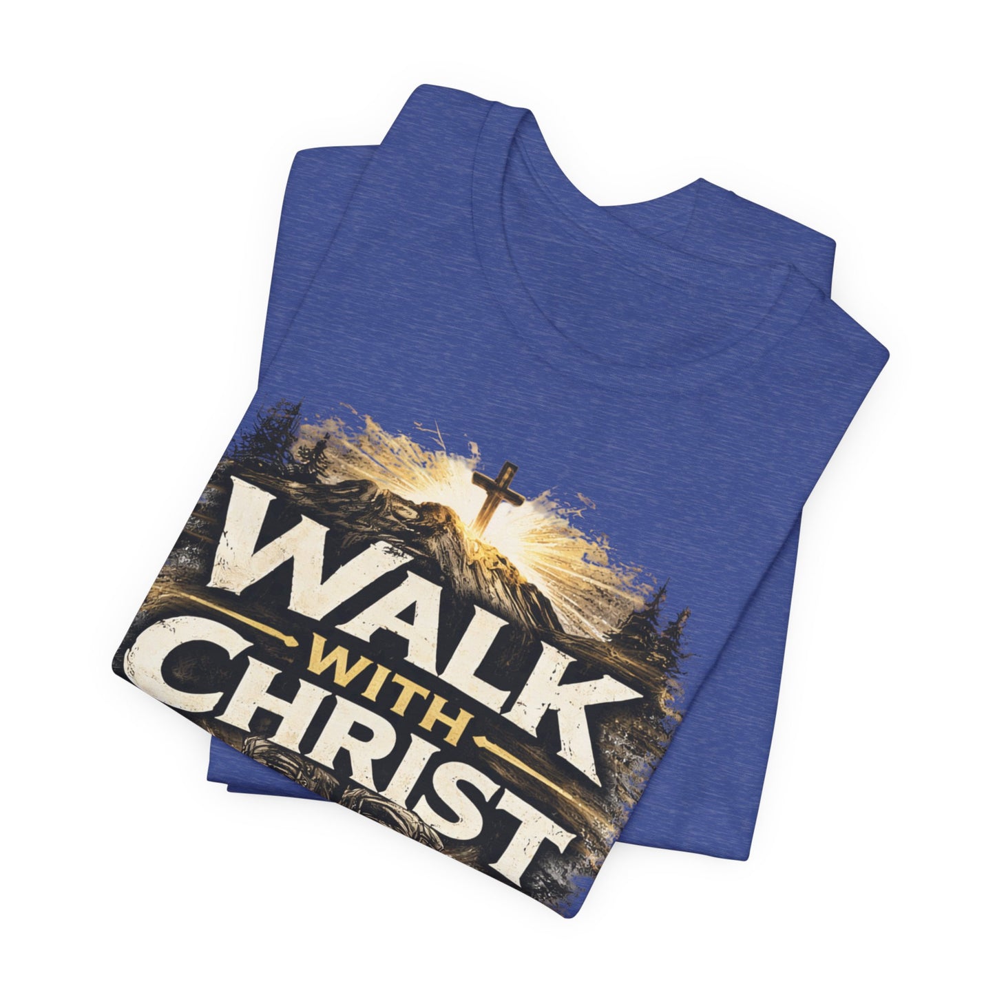 Walk With Christ T-Shirt — Christian Faith Tee with Boots & Cross Design